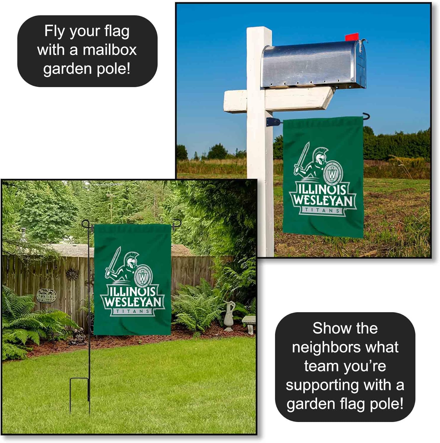 College Flags & Banners Co. Illinois Wesleyan Titans Wordmark Logo Garden Banner Flag - Image 4