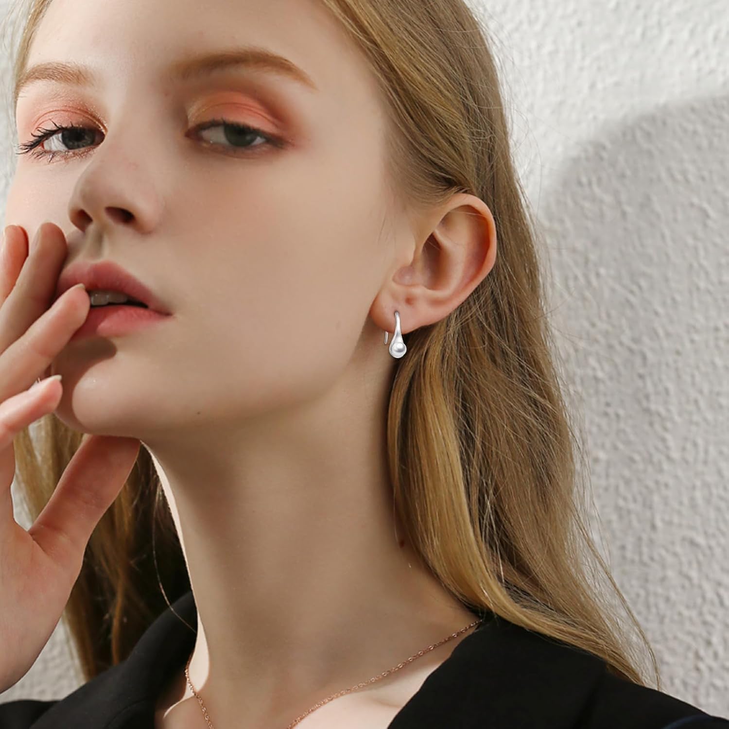 925 Sterling Silver White Freshwater Cultured Pearl Tear Drop Earring Jewelry Gifts for Women