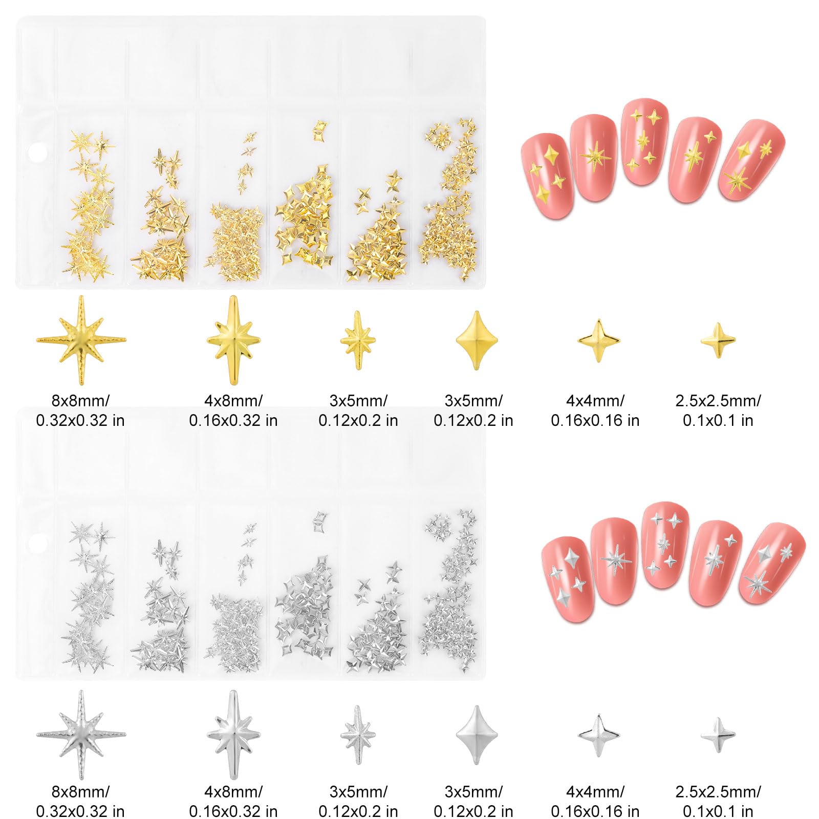 BOXOB 800pcs Star Nail Charms - Image 2
