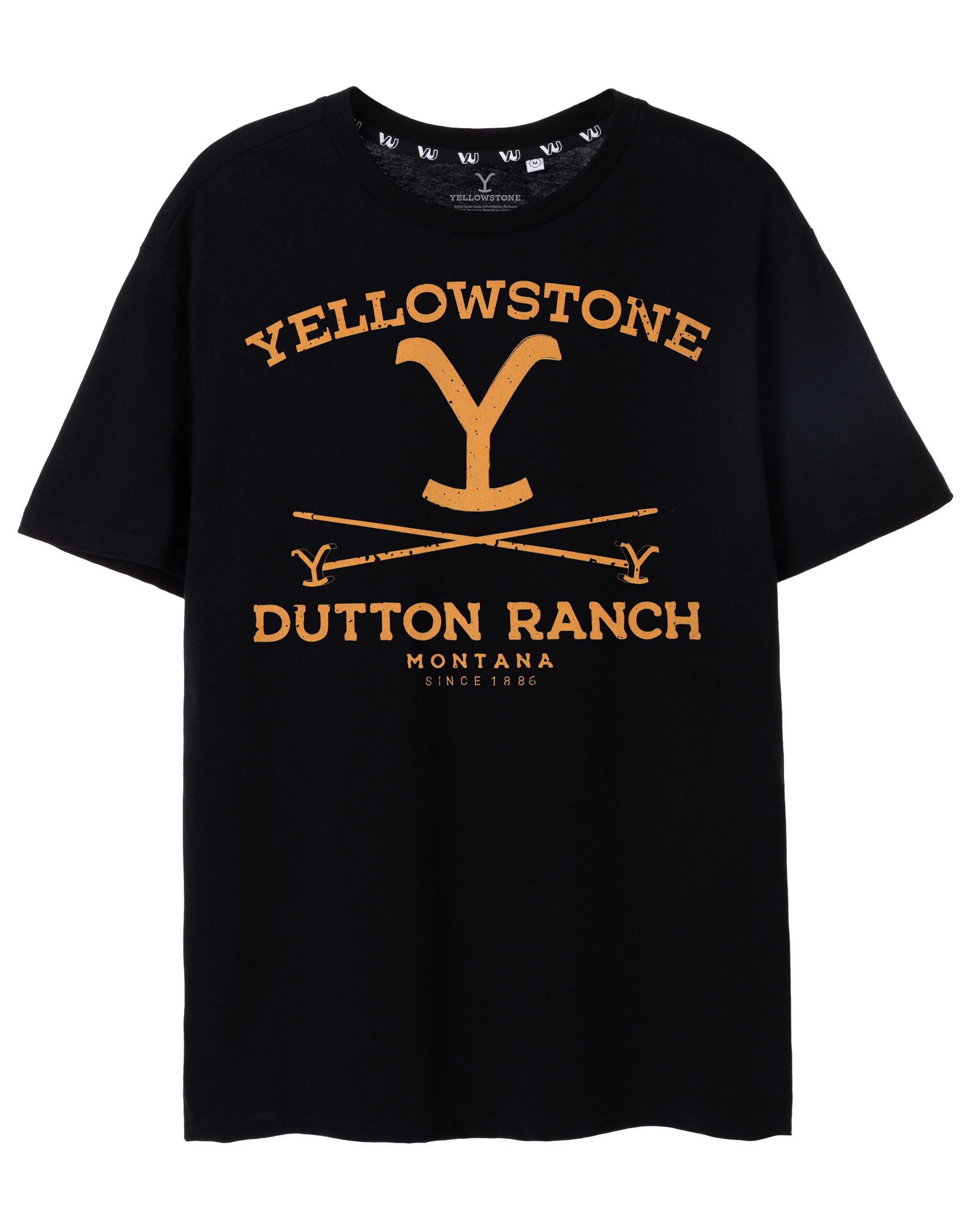 Yellowstone Men's Short-Sleeve T-Shirt | Dutton Ranch Official Merchandise of The US TV Show | Stylish and Comfortable Black Tee for Men - Medium