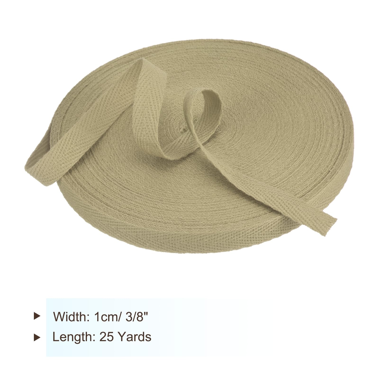 PATIKIL Cotton Twill Tape 3/8 Inch 25 Yards Cotton Ribbon Bias Binding Tape Herringbone Webbing Trim for Sewing Gift Wrapping Craft DIY Light Brown - Image 2