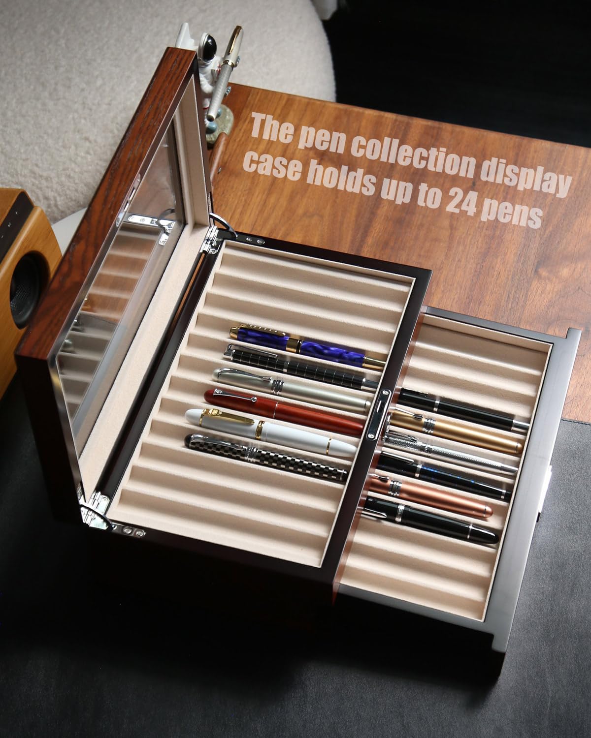 Amazon.co.jp: Besforu 木製ペンディスプレイケース 24スロット 万年筆