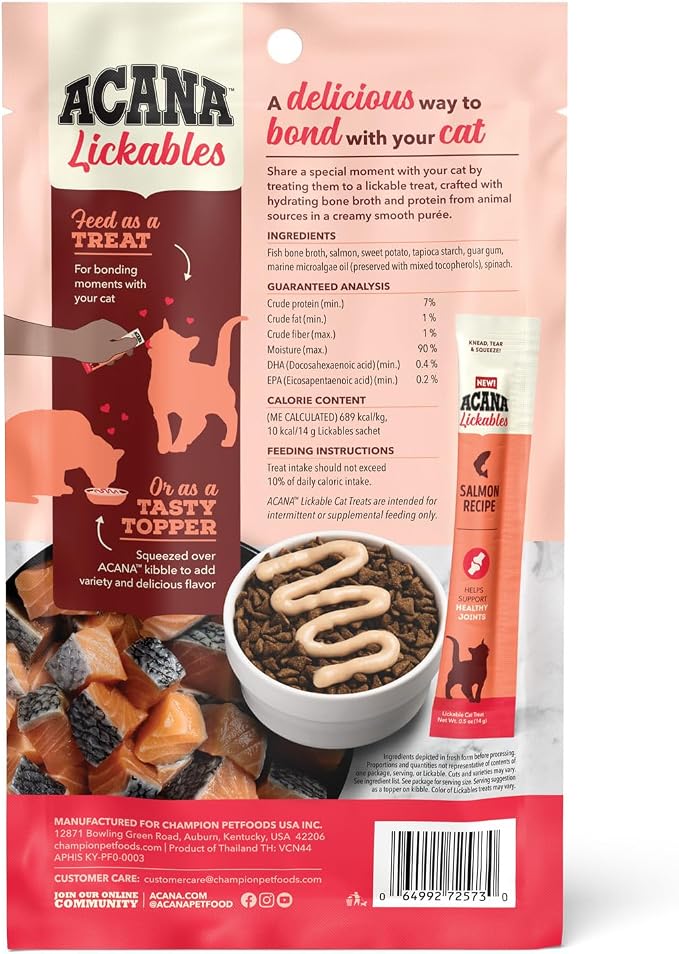 ACANA Lickables Cat Treats Salmon Recipe 0.5oz Tubes (5 Count) (Pack of 2) miniatura 2