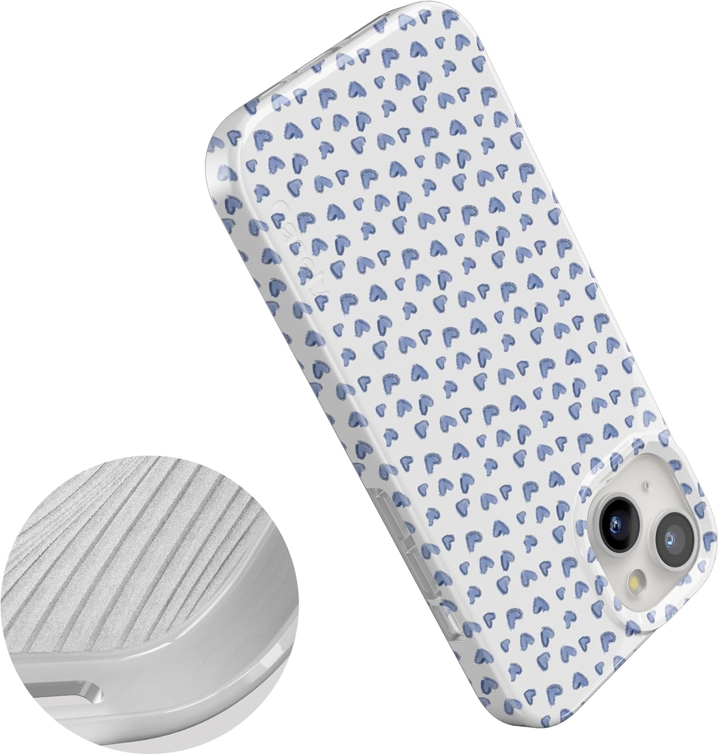 Casely iPhone 15 Case | Lovebug | Blue Hearts | Compatible with MagSafe | Classic Ultra Slim Design