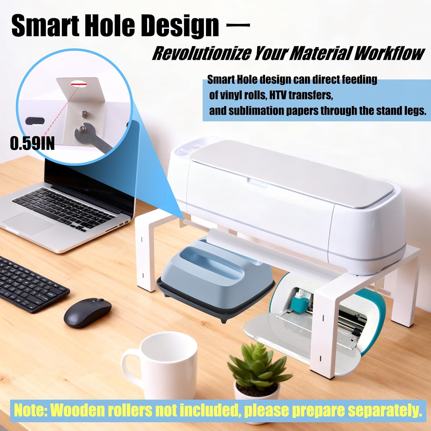 Stand Legs for Cricut Maker 4/3/1 & & Explore Air 3/2/1 - Built-in Smart Hole for Craft Supplies Feeding, Full Open & Double Machine Running, Aluminum Alloy Craft Table Organizer for Cricut