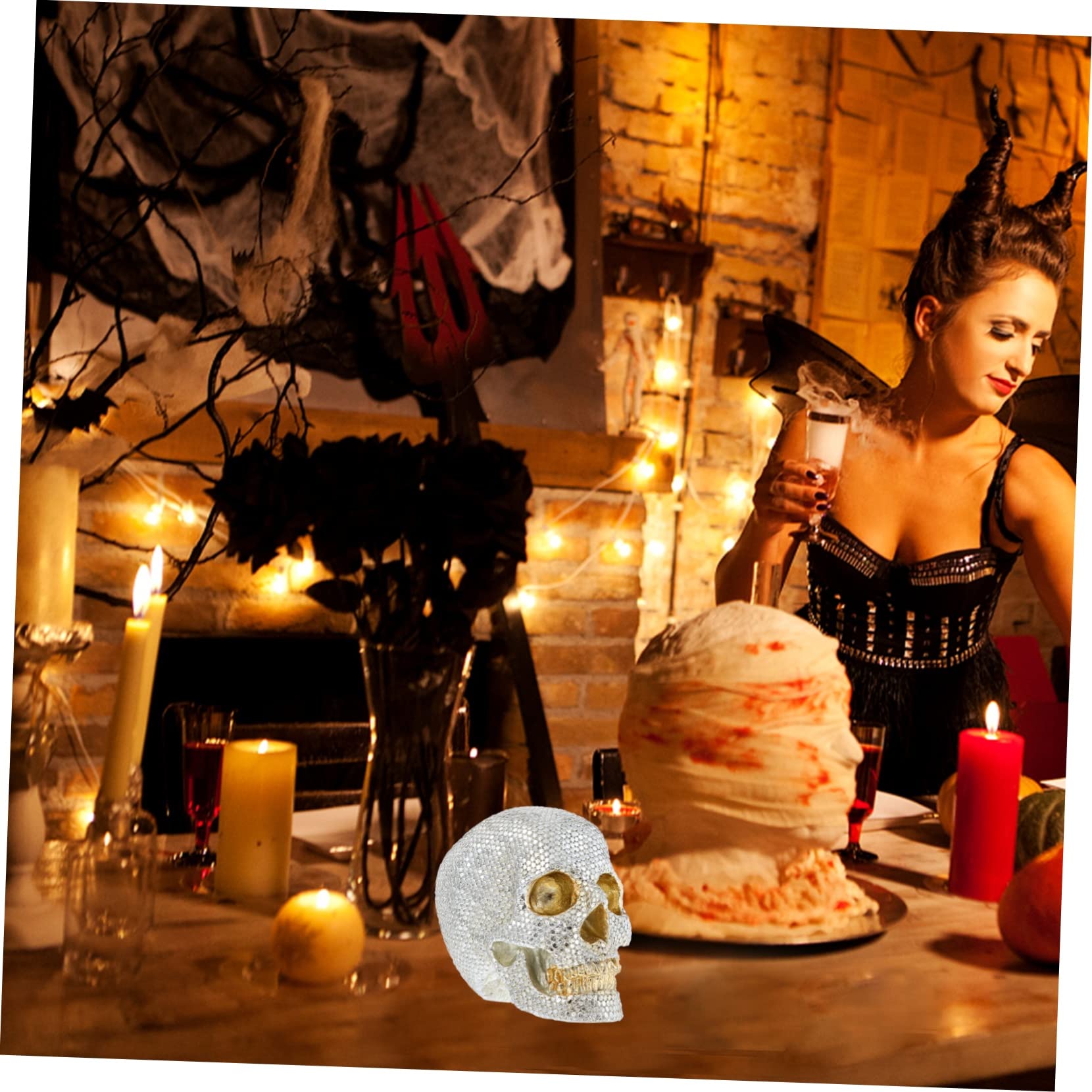 PRETYZOOM 5 Piezas De Adornos De Calavera Cabeza Cráneo Halloween Figuras del Día De Los Muertos Decoración De Fiesta De Halloween Tamaño Completo Cabeza De Esqueleto Esqueleto