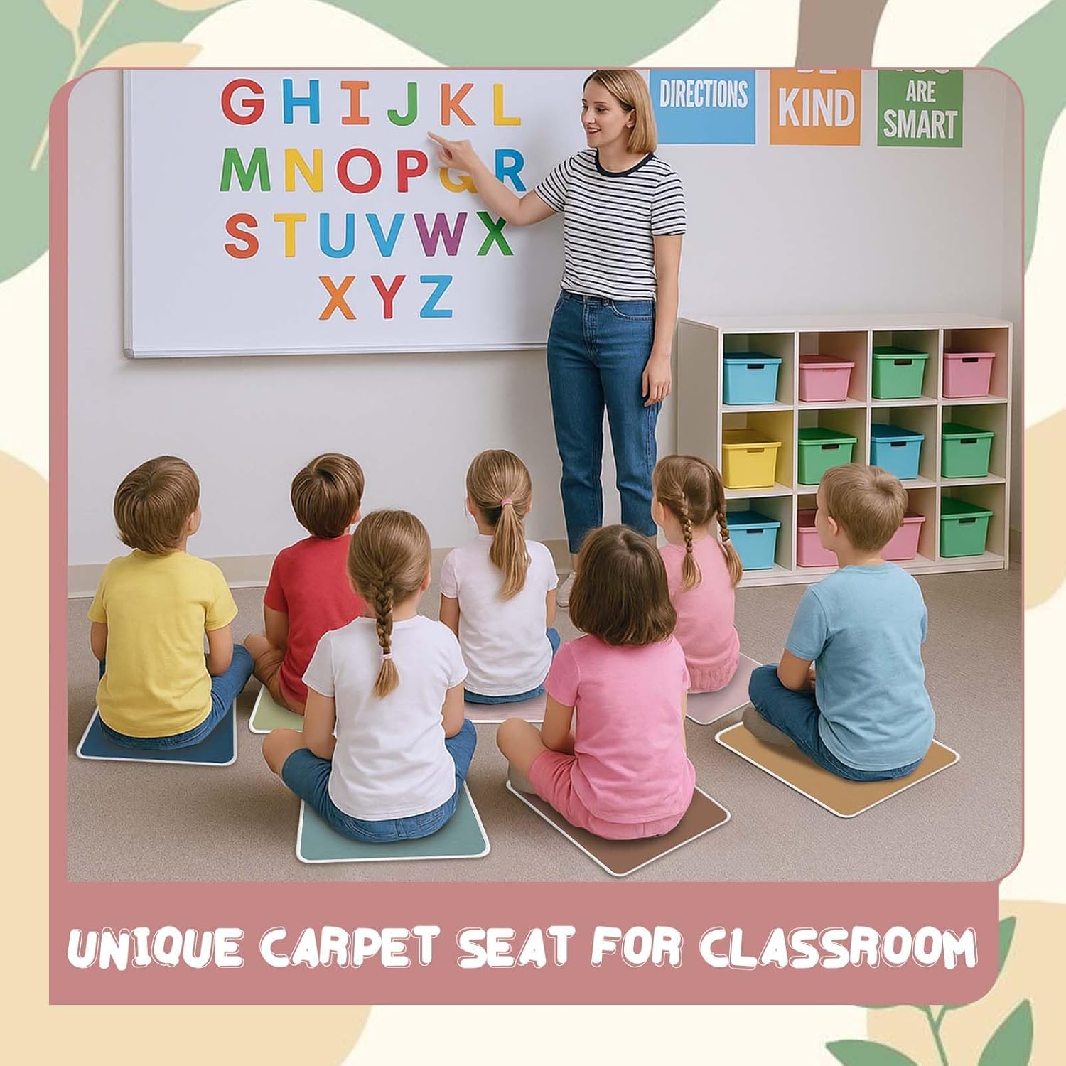 24Pcs Classroom Rug Seat,Classroom Square Mat 12.5 * 16.5in Back to School Classroom Square Mat, Classroom Suitable for Daycare Center Kindergarten Kids Room Classroom