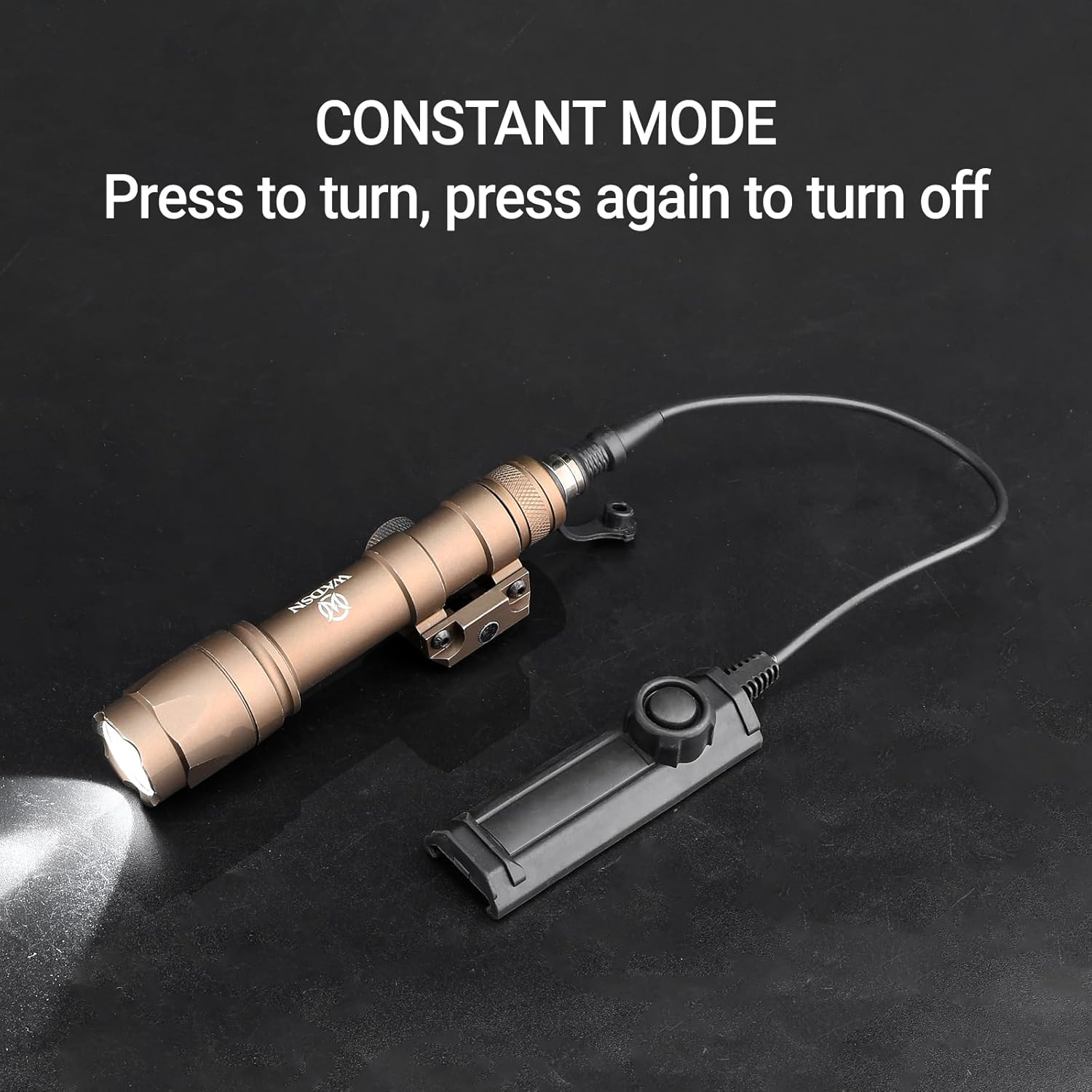 NOBUHIRO 500 Lumens Tactical Flashlights Tan M600C Light with Dual Function Remote Pressure Switch, Fit for 20mm Picatinny Rail