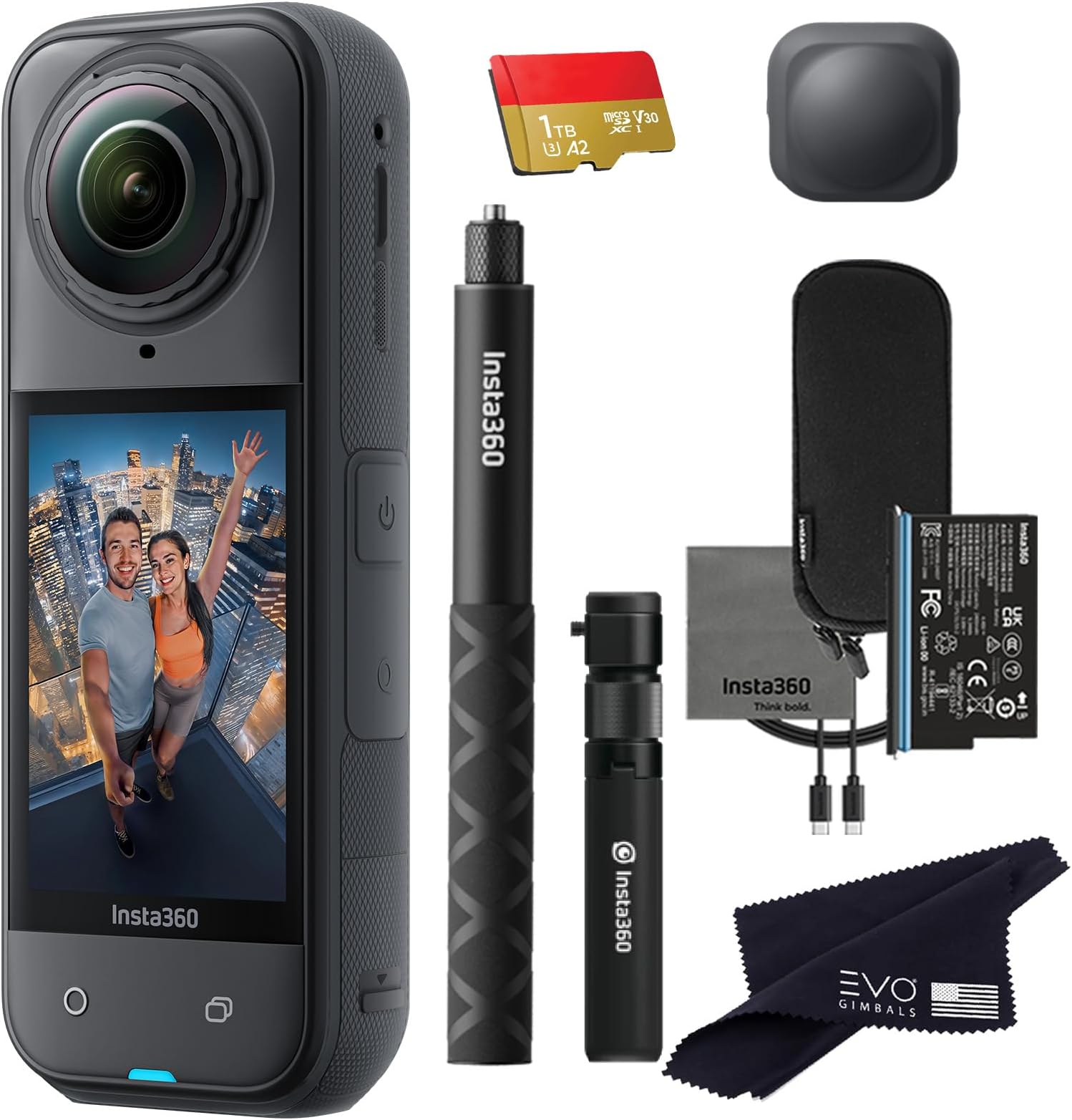 Insta360 X5 Bullet Time Bundle-8K Waterproof 360 Action Camera with 1/1.28" 48MP Sensors, 8K 360 HDR Video, 72MP 360 Photo, 4K Single-Lens |Bundle Includes Bullet Time, Lens Cap (1TB)