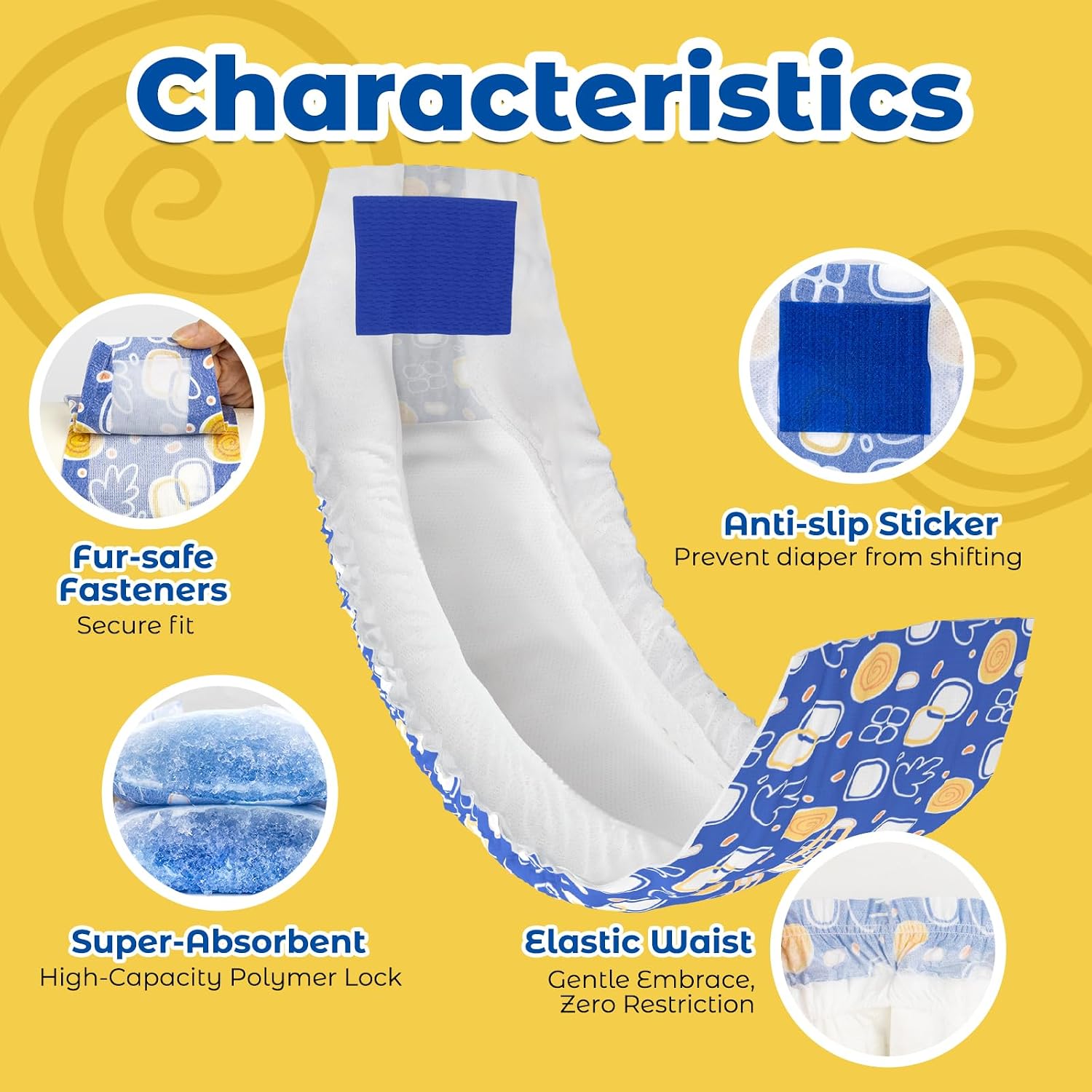 Pet Soft Dog Diapers Male,40 Ct Disposable Male Dog Wraps, Super Absorbent Doggie Belly Band with Wetness Indicator, Leak-Proof Puppy Pampers for Puppy Training, Incontinence, Large