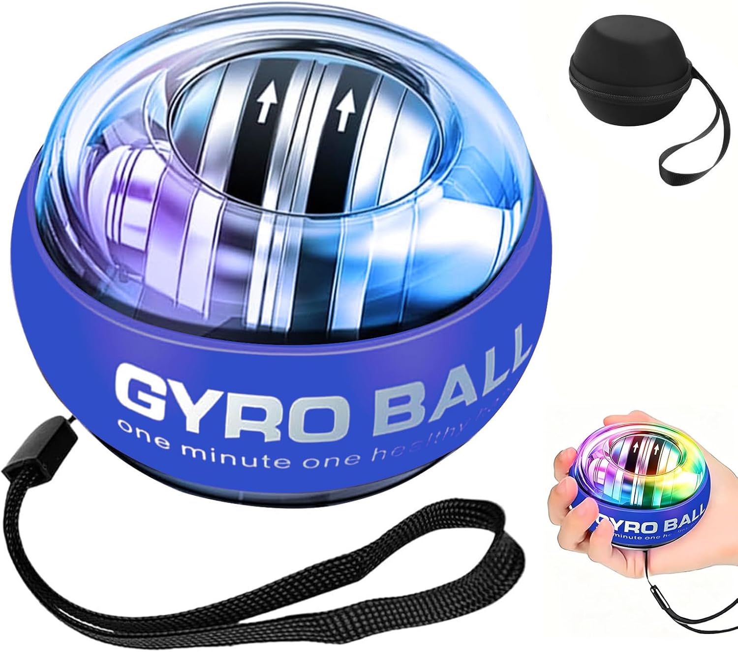Gyro Ball Wrist Trainer,Torque Ball Hand Exerciser,Gyroscopic Wrist Forearm Strengthener Exerciser, Auto-Start Colorful Lighting
