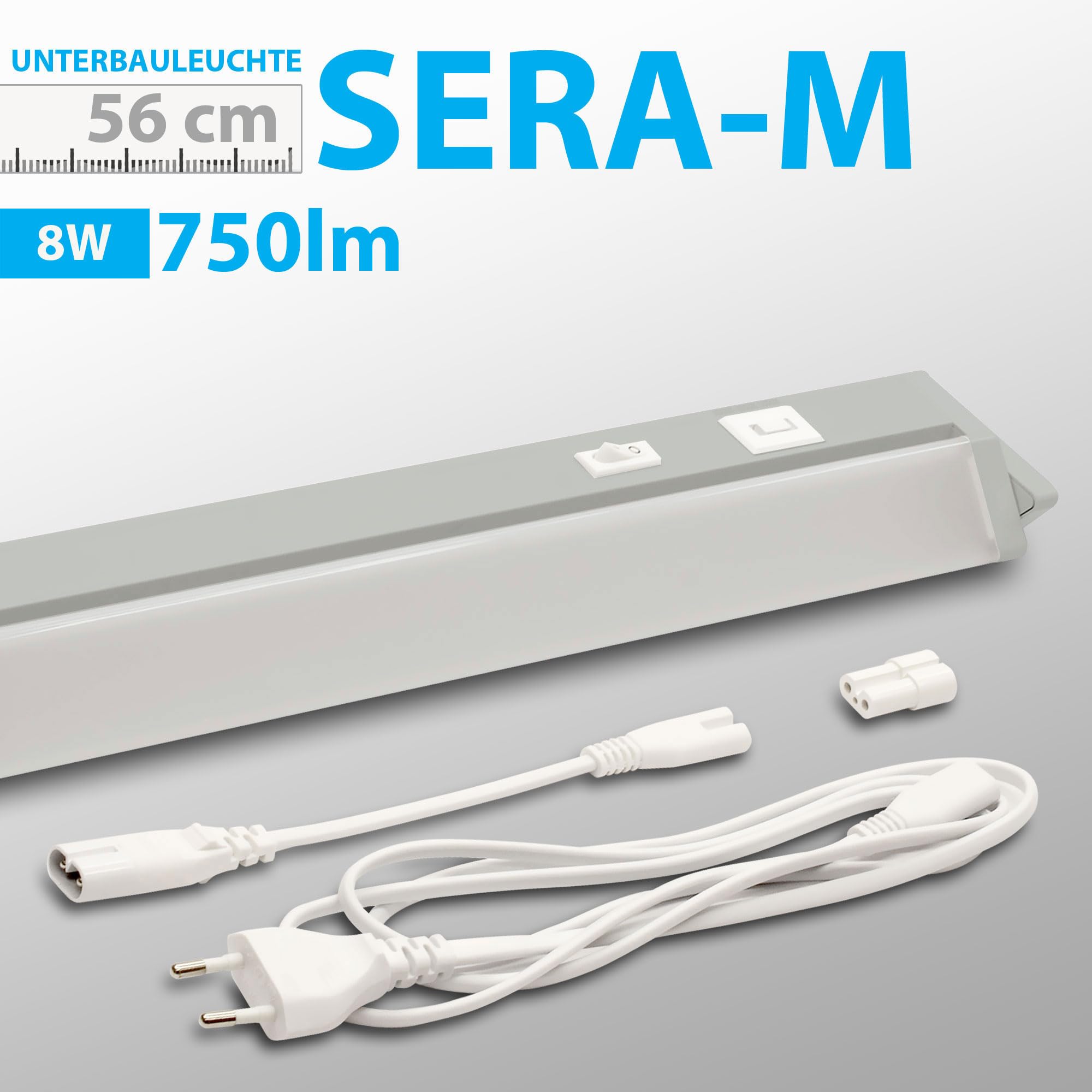 Maxkomfort LED Unterbauleuchte Küche 56cm (M) - Küchenlampe mit Schalter, schwenkbar & 3-Stufen-Dimmfunktion, 3 Lichtfarben - Warmweiß/Kaltweiß/Neutralweiß - Lichtleiste Unterschrank