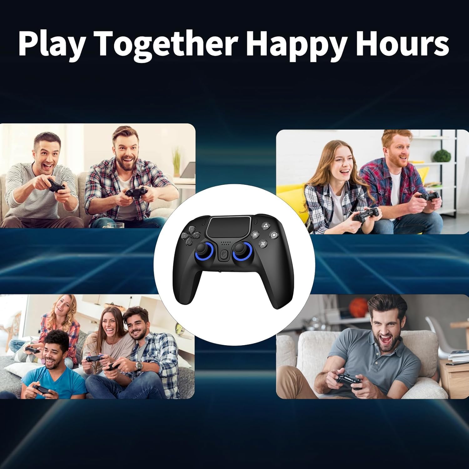 NBCP For PS4 Wireless Controller, Compatible With PS4/PS3/PC/iOS/Android,Six-Axis Gyroscope, Dual Vibration,1200mAh Battery,Dual Hall Effect Triggers,Touchpad, Turbo Function