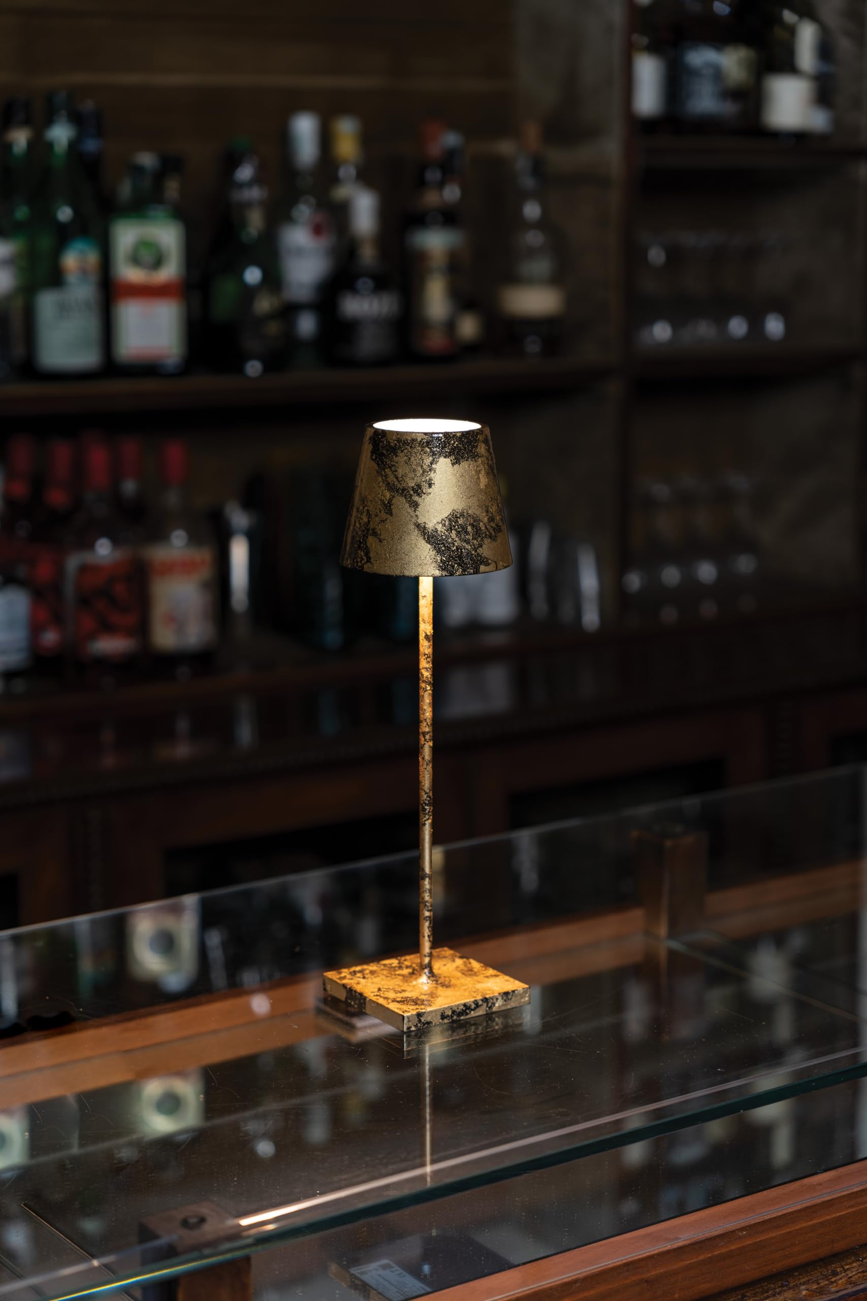 Poldina Micro - Lampe Rechargeable Sans Fil Zafferano | Design Corten | Éclairage D'ambiance Intérieur/extérieur