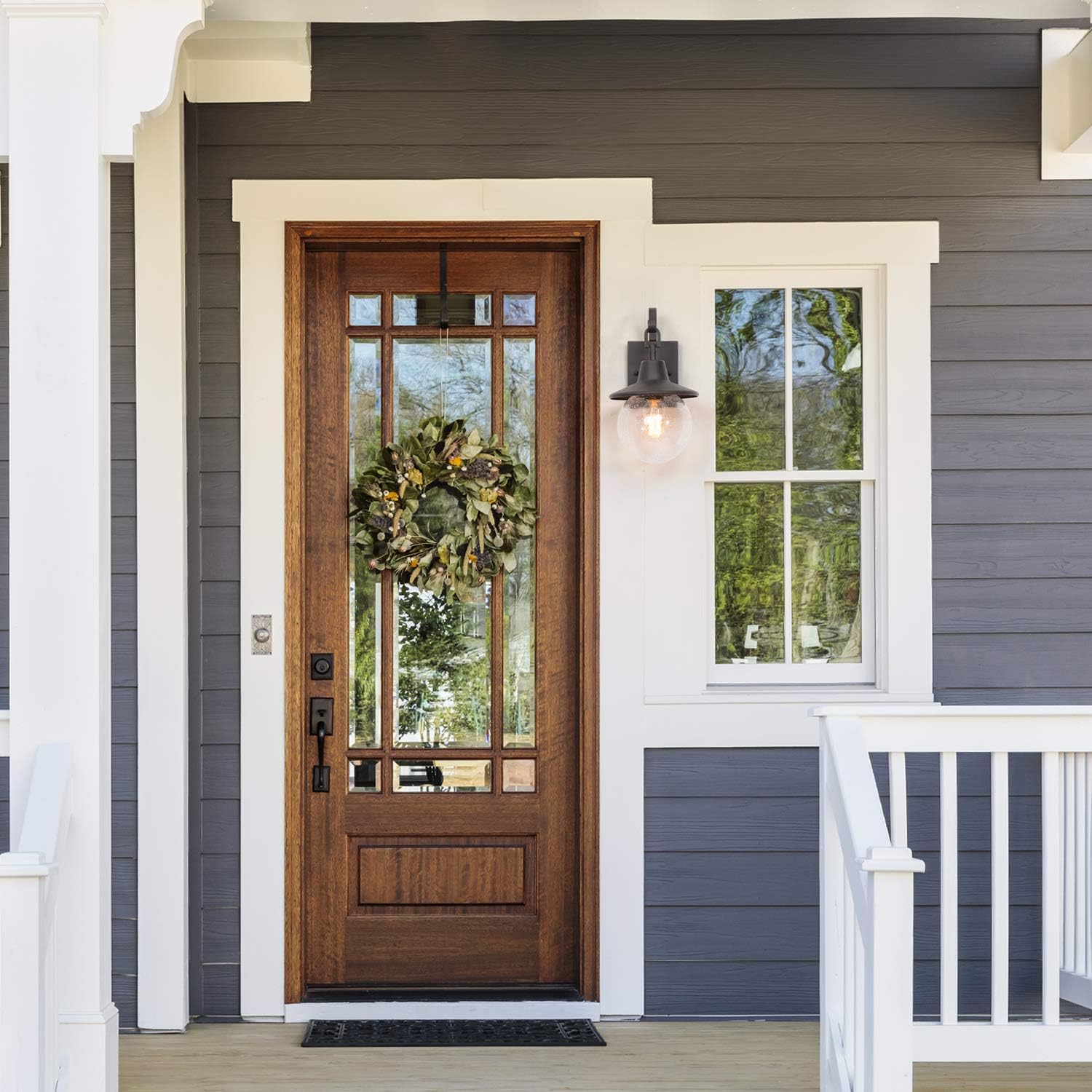 Super Big Clearance! LOG BARN Large Outdoor Wall Light, Farmhouse Wall Sconce with Frosted Glass Cylinder for Entryways, Hallway, Garden, 9.8” L 8 “ W 14.8” H -A03319 Black Friday - 40% OFF LOG BARN Large Outdoor Wall Light, Farmhouse Wall Sconce with Frosted Glass Cylinder for Entryways, Hallway, Garden, 9.8” L 8 “ W 14.8” H -A03319