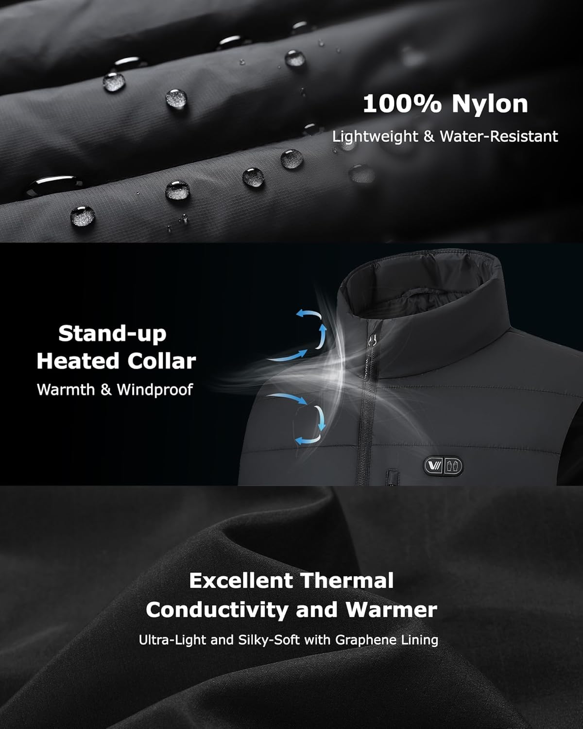 Venustas Women 12V Dual-Control Heated Vest with Battery, Durable 40D Nylon Electric Vest for Winter Outdoor Work - Image 4