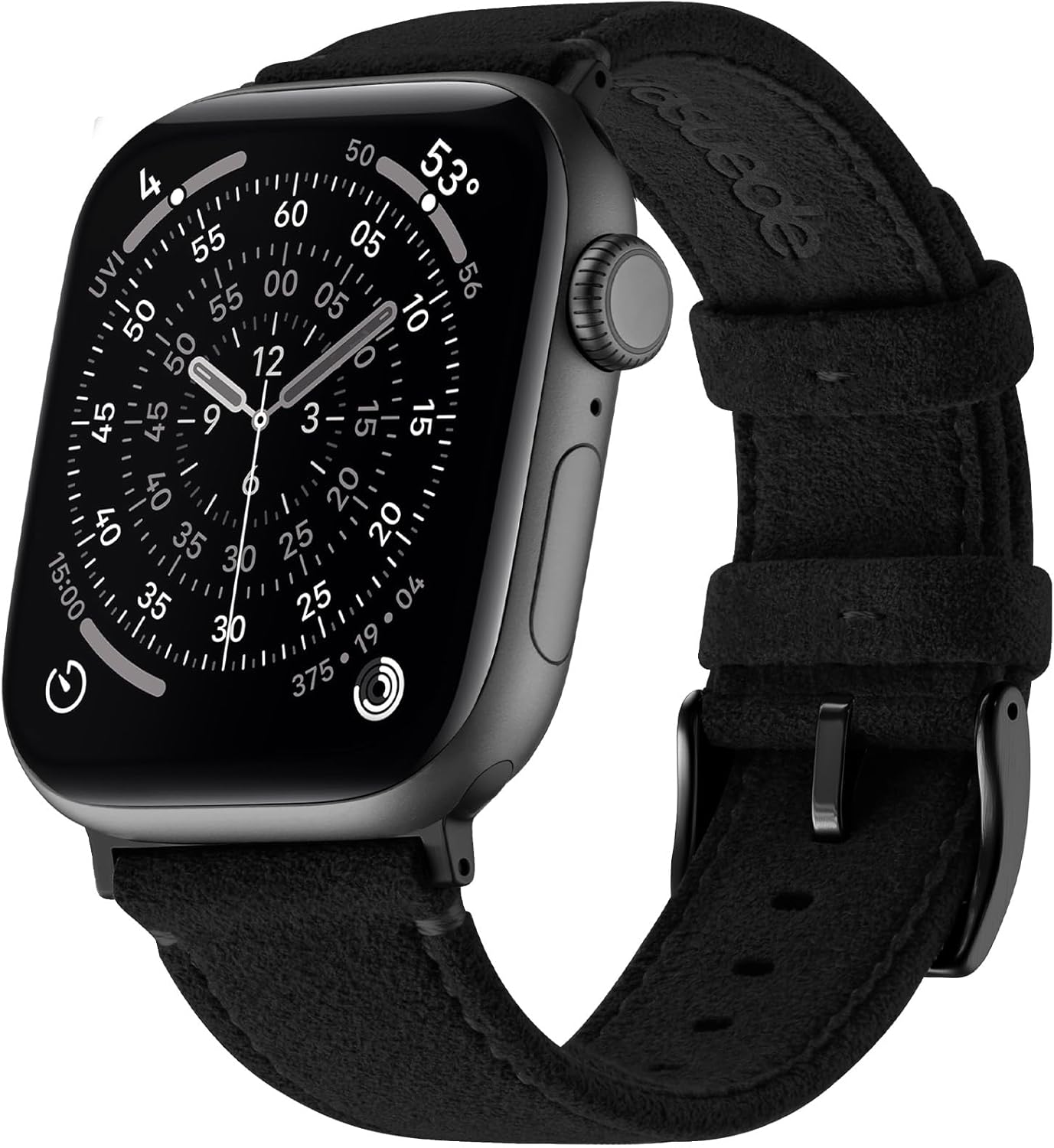 Bandletic Suede Leather Band Compatible with Apple Watch Bands for Men Women, Soft Strap for iWatch Ultra 3 2 Band 49mm, Series 11 10 (46mm), 9 8 7 (45mm), SE3 SE2 SE 6 5 4 (44mm), 3 2 1(42mm), Black