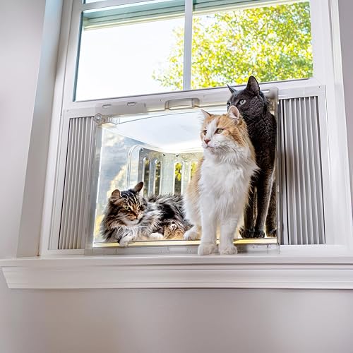 VistaGato Freedom Window Catio - Fits 26-32" Vertical Windows, Deluxe Catio Window Box for Indoor Cats, Enrichment and Freedom, Fresh Outdoor Air, Portable Easy Install, 2-Year Protection, Made in USA