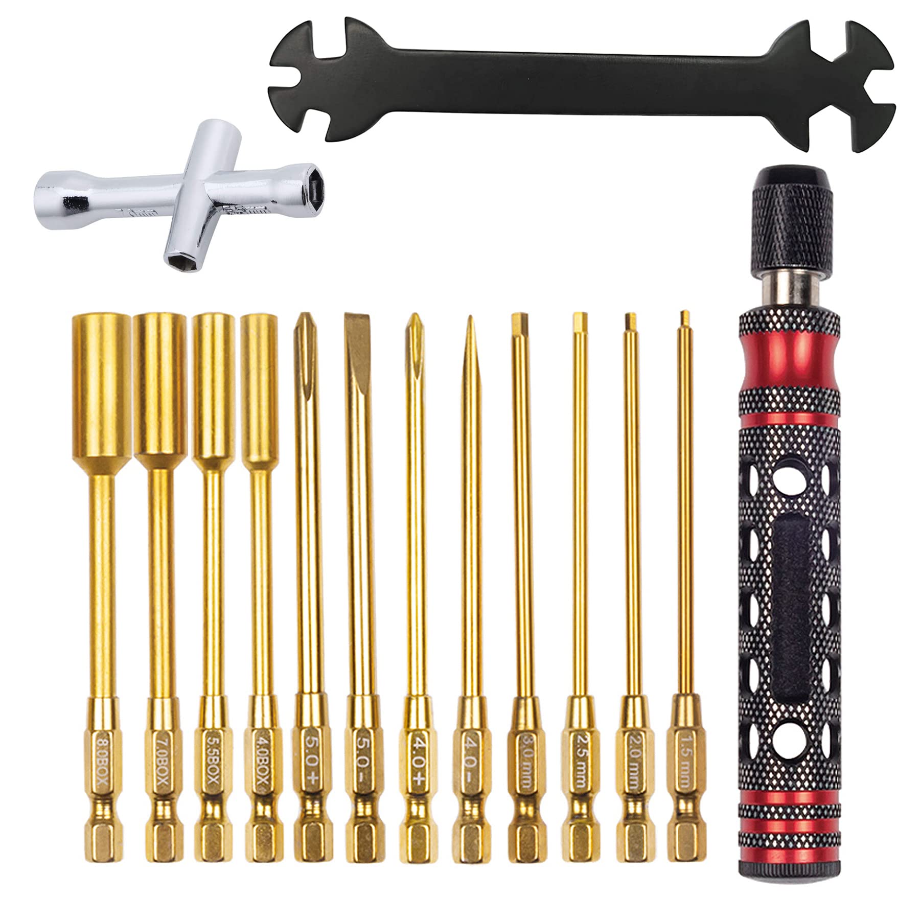 Set di driver esagonali RC, driver a testa esagonale con chiave esagonale, kit di attrezzi RC per auto RC T-raxxas A-rrma Axial SCX10 Redcat Racing