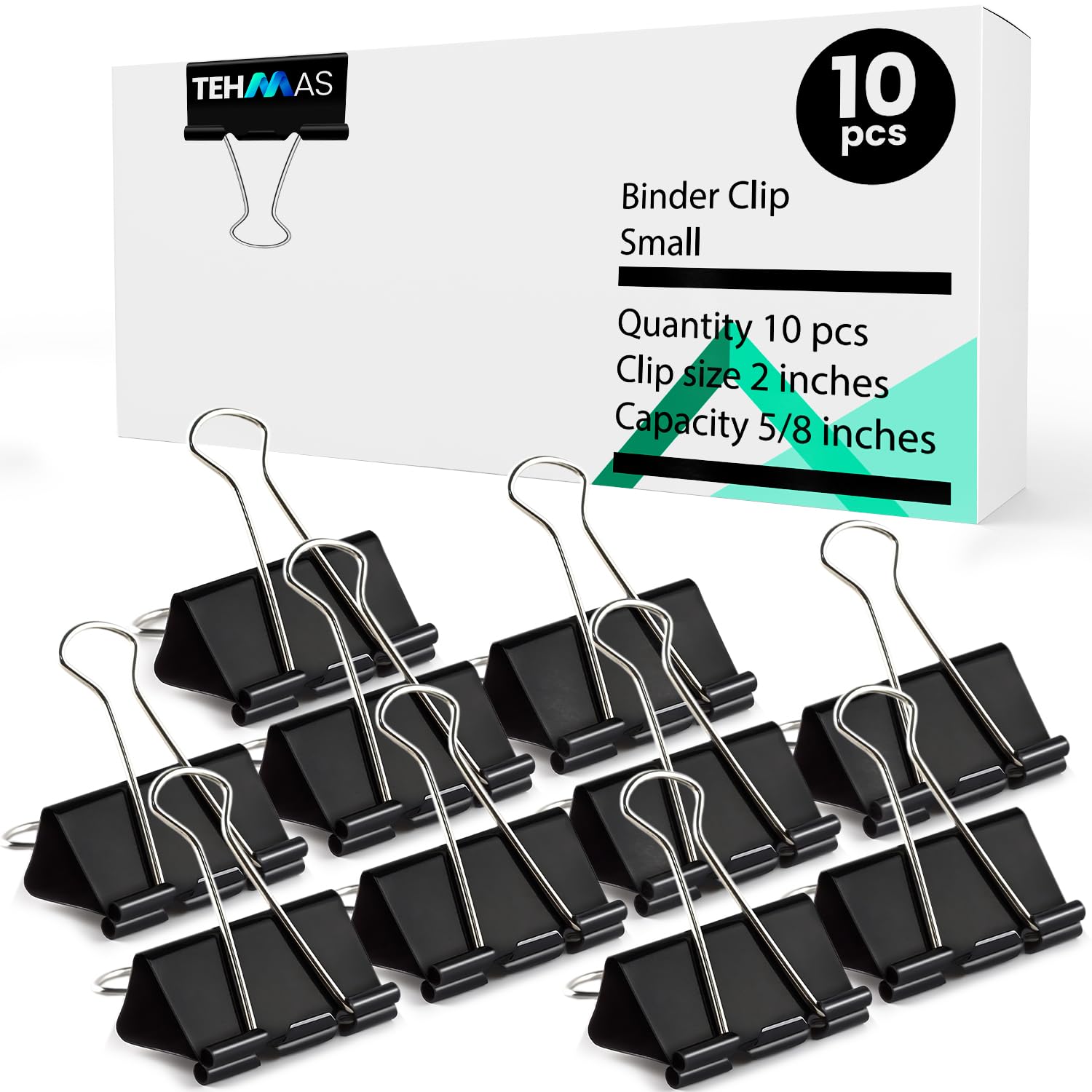 Tehmas 10pcs 51mm Bulldog Clips, Durable Heavy-Duty Metal Binder Clips, Ideal for Home School and Office Use