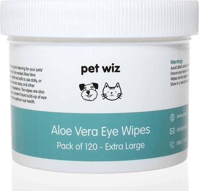pet wiz Aloe Vera Eye Wipes for Cleaning Dogs & Cats - Extra Large (1 Tub)