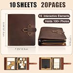 Handmade Genuine Leather Scrapbook Photo Album – DIY 3D Interactive Memory Book for Wedding, Baby, Family Photos (Travel, Anniversary, Birthday Gift)- D.Brown