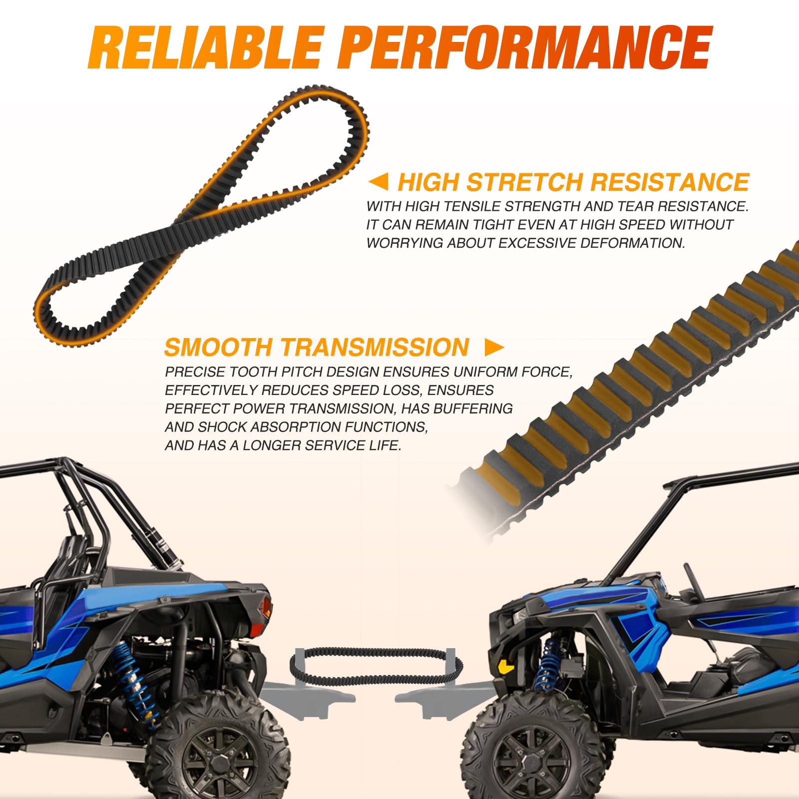 Nilight Courroie d'entraînement 3211196 Performance UTV compatible avec Polaris RZR XP 1000/XP 4 1000/General 1000 XP 2014-2023 Courroie robuste en aramide à 6 couches Remplace 3211196 3211172 3211142