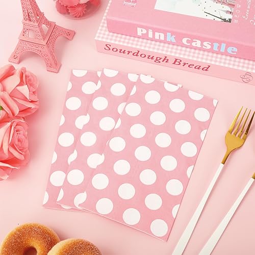 Miniatura 4 de Whaline Servilletas de papel para invitados, color rosa y blanco, 3 capas, desechables, servilleta de mano, toalla para suministros de fiesta,