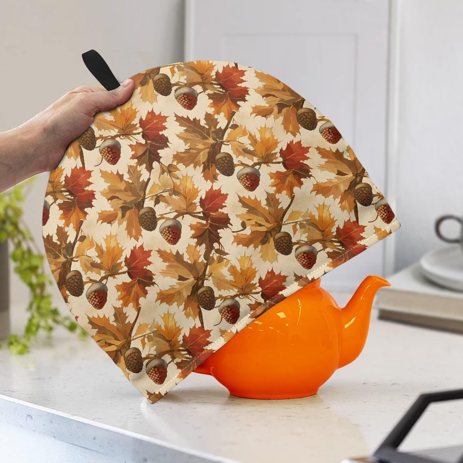 Psesaysky Maple Leaf Insulated Teapot Cozy Decorative Large Teapot Cover Lightweight Extra Thick Tea Pot Cover with Top Handle