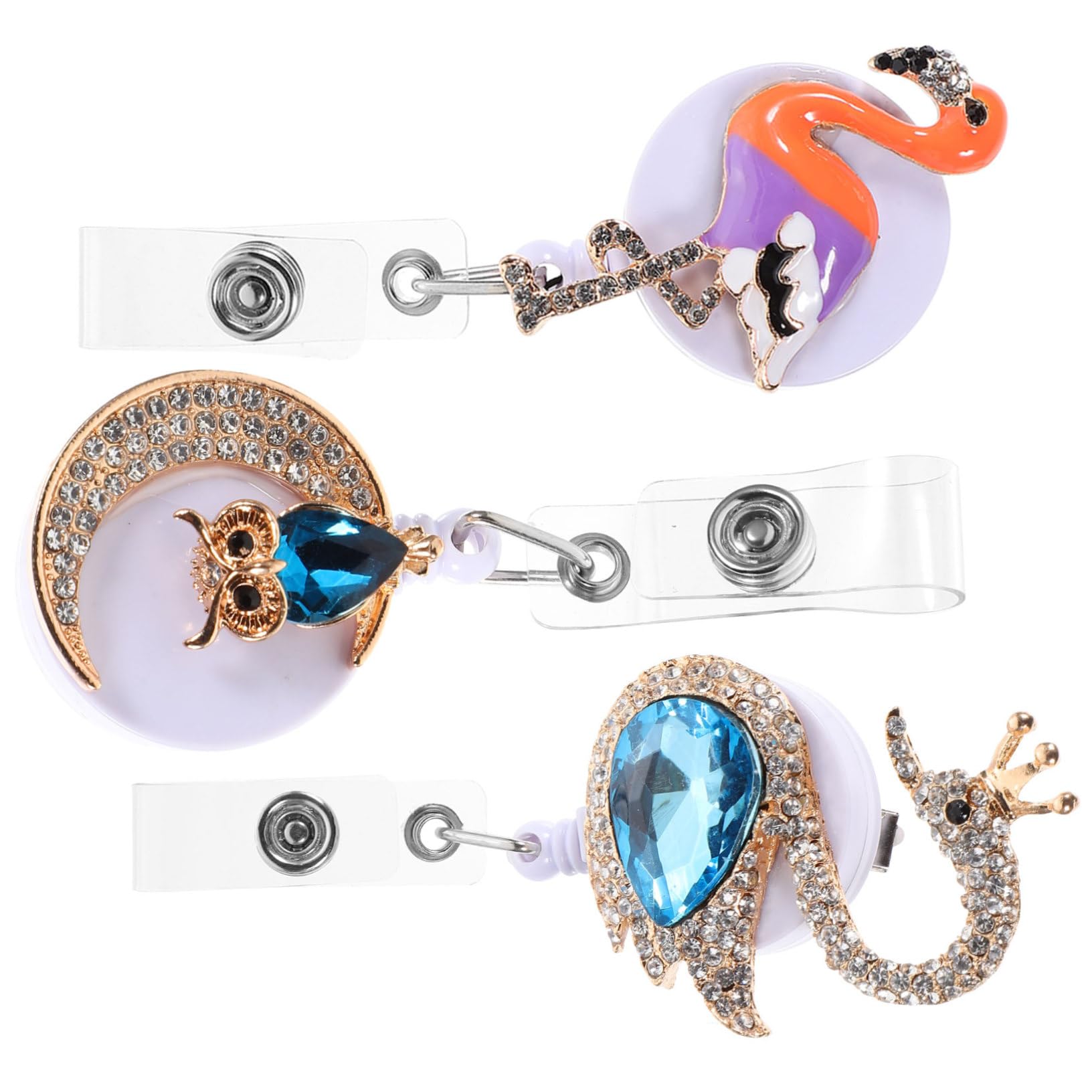Operitacx 5 Ensembles Boucle Facile Pour Animaux Porte-carte Support De Carte D'identité Porte-badge Multifonction Clip Pour Badge Rotatif Agrafe De Badge Porte-badges Strass 3 Pièces * 5