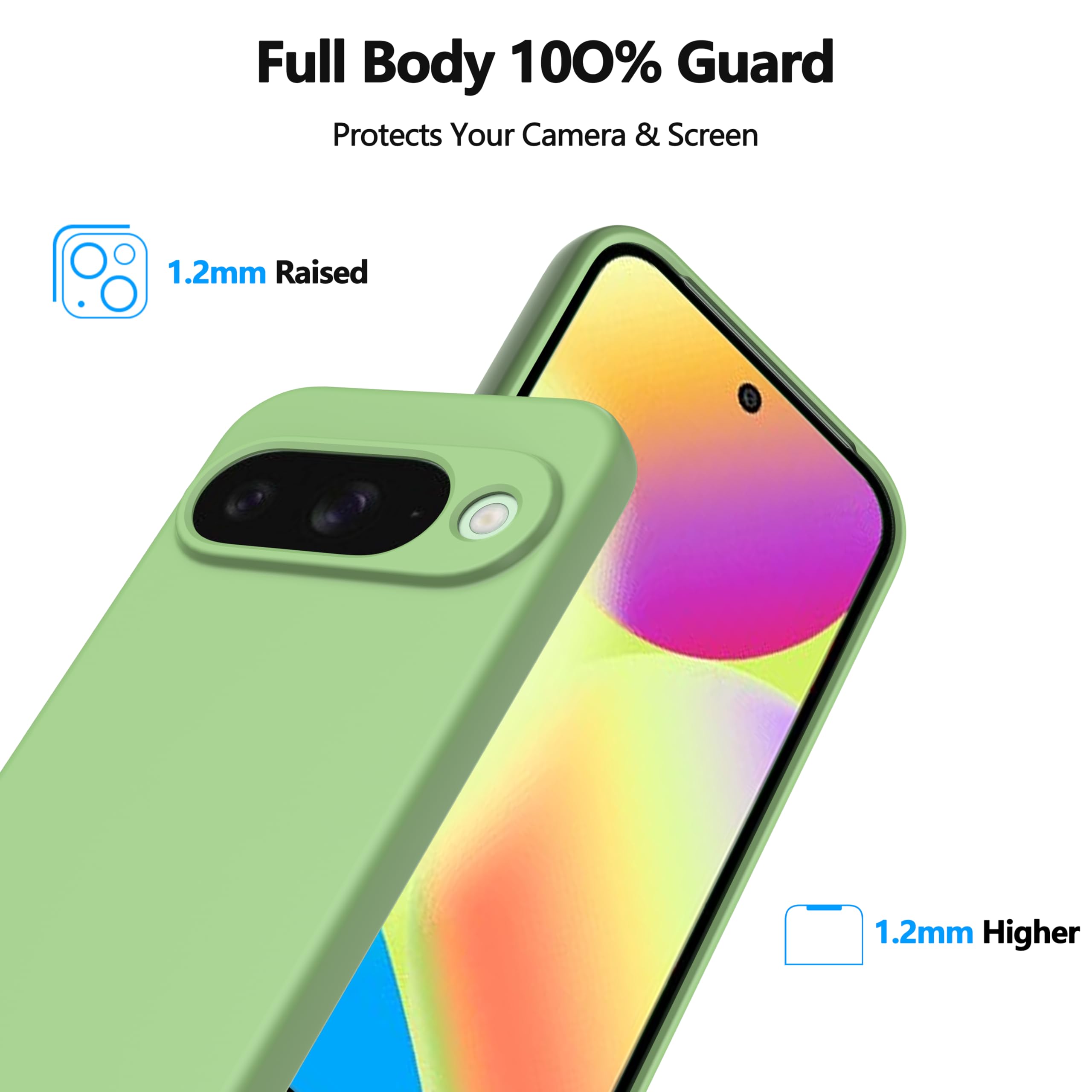 WFTE Cover per Google Pixel 10/10 PRO Silicone Liquido Custodia Protettiva Protezione Anticaduta, Antiscivolo Cellulare Ultra Sottile Antiurto Morbido Case per Pixel 10/10 PRO - Verde