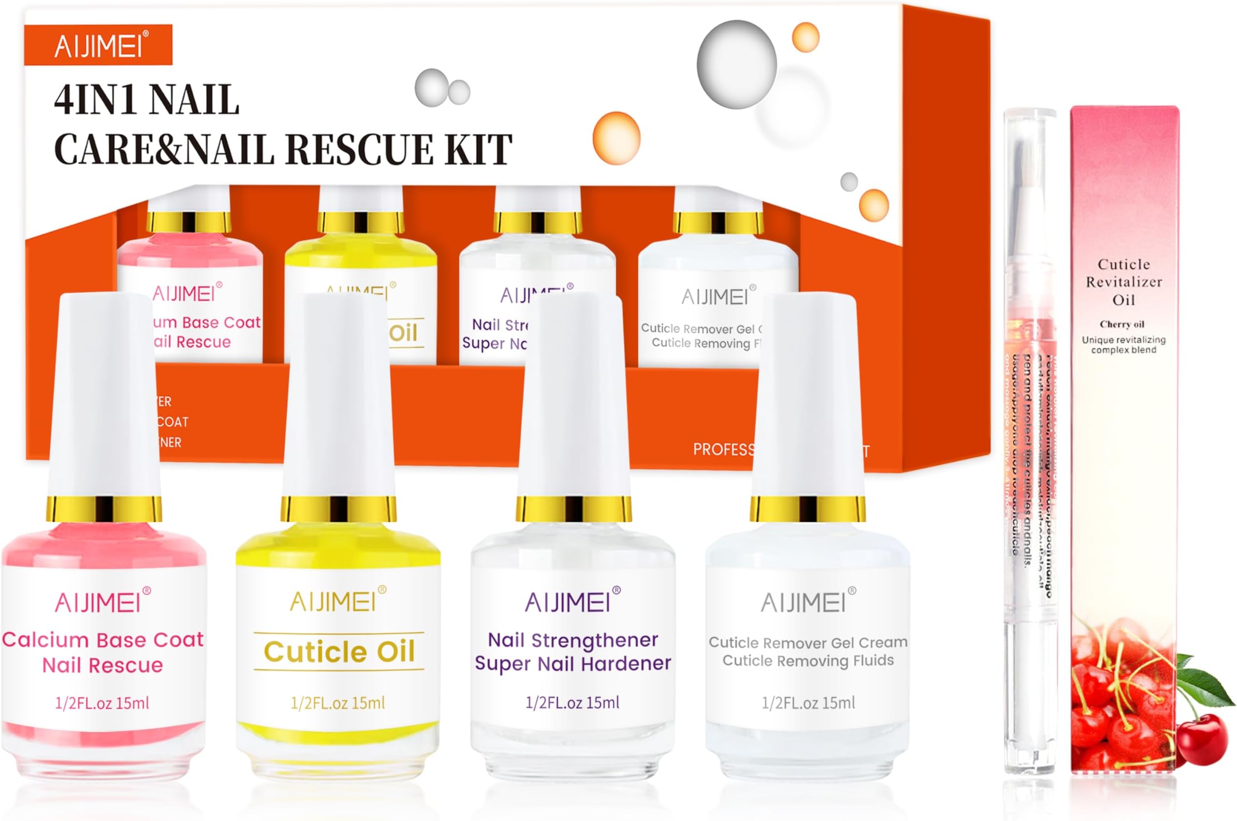 AIJIMEI 4in1 Professional Nail Kit Cuticle Remover Gel