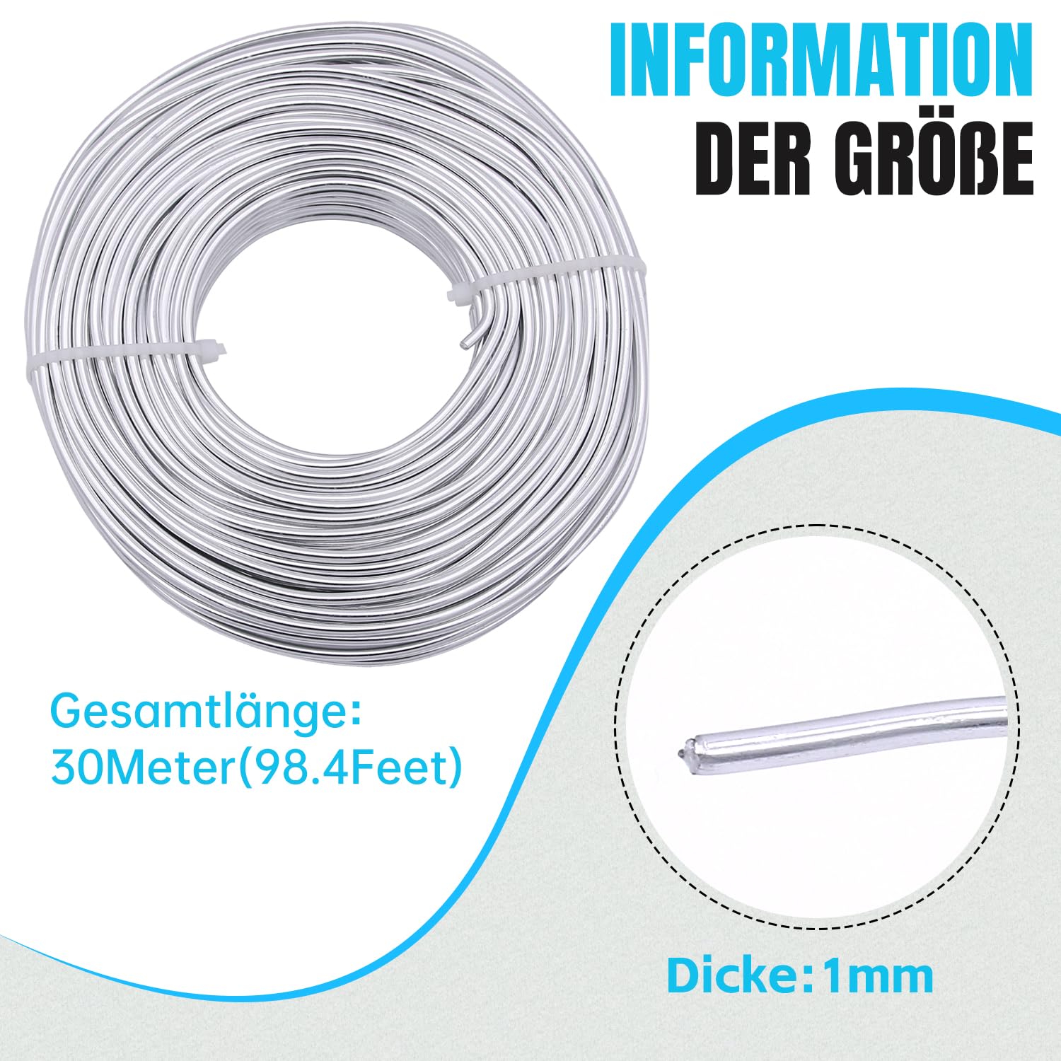 Uxney Aluminum Craft Wire,18 Gauge Silver Wire for Jewelry Making DIY Crafts & Floral Design, Soft Bendable Metal Wire - Image 2