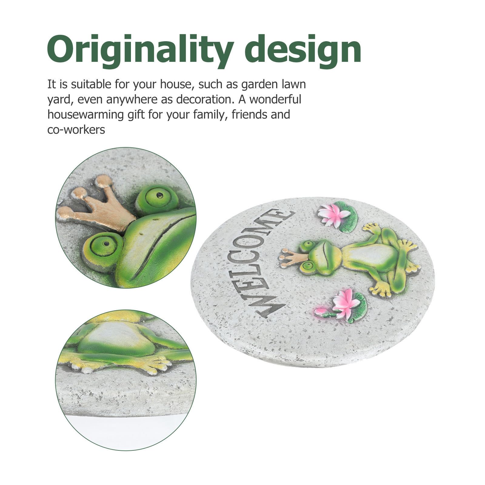 Pierre de Gué Décorative en Ciment, Motif Grenouille pour Jardin