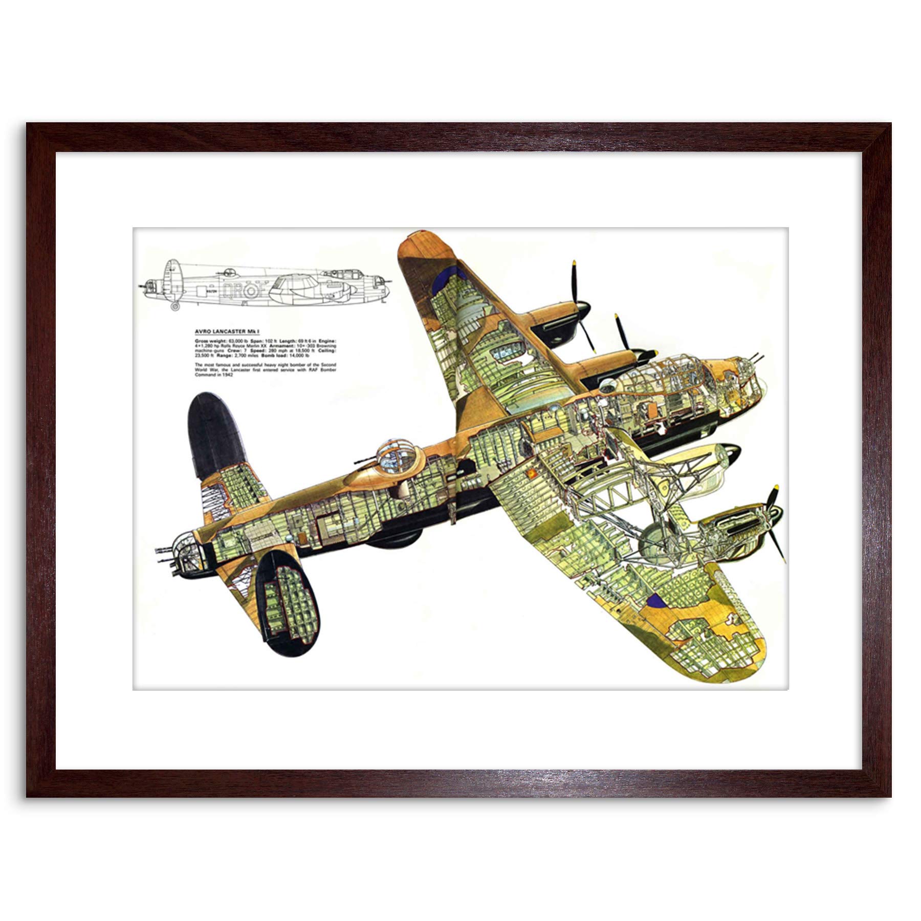 Wee Blue Coo War Plane Bomber Avro Lancaster Cutaway WWII UK Framed Wall Art Print