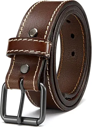 YOETEY Leather Gun Belt for Men Concealed Carry - Brown Leather Belt Men - 1.5" Width Heavy Duty Work Belt for CCW Carry