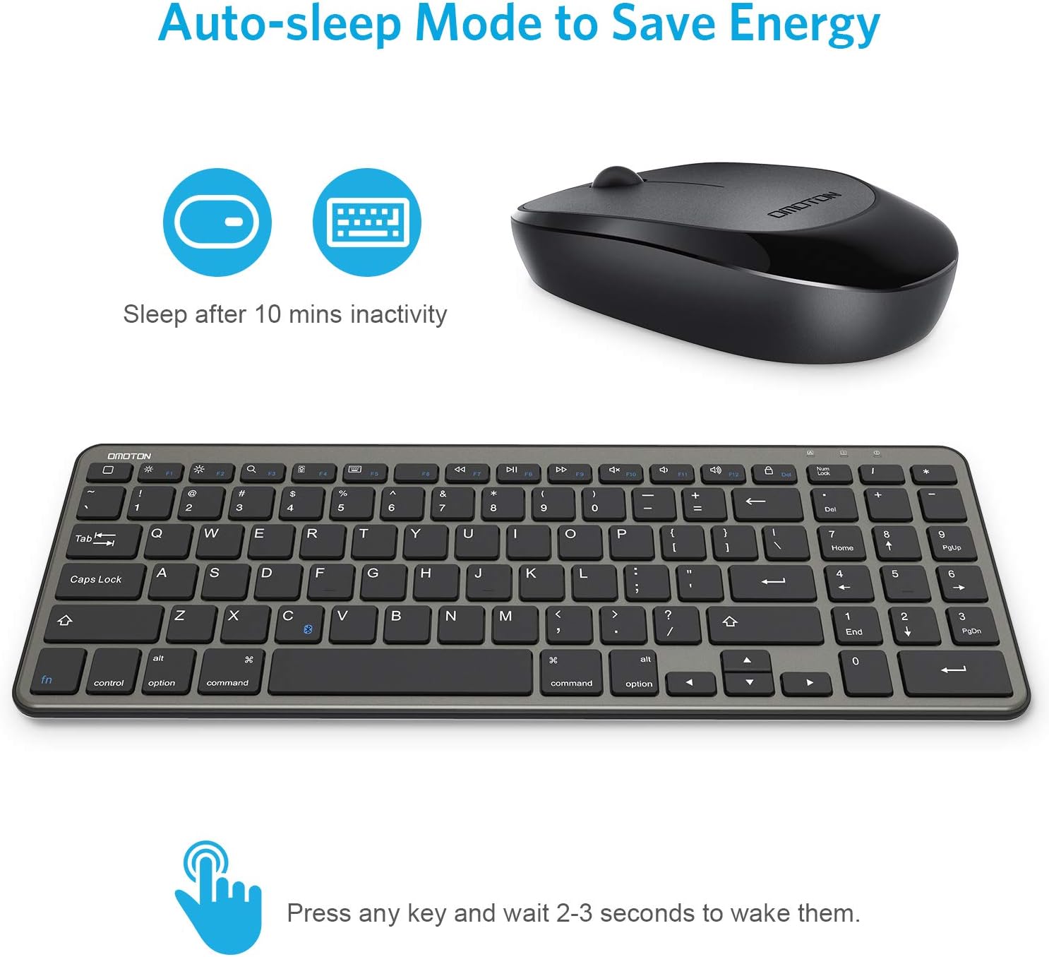 Bluetooth Keyboard and Mouse for iPad, OMOTON Wireless Keyboard and Mouse Combo for iPad 9th/ 8th/7th Gen, iPad Pro 11/12.9, iPad Air 4/3, (iPadOS 13 and Above), Other Bluetooth Enabled Devices, Gray