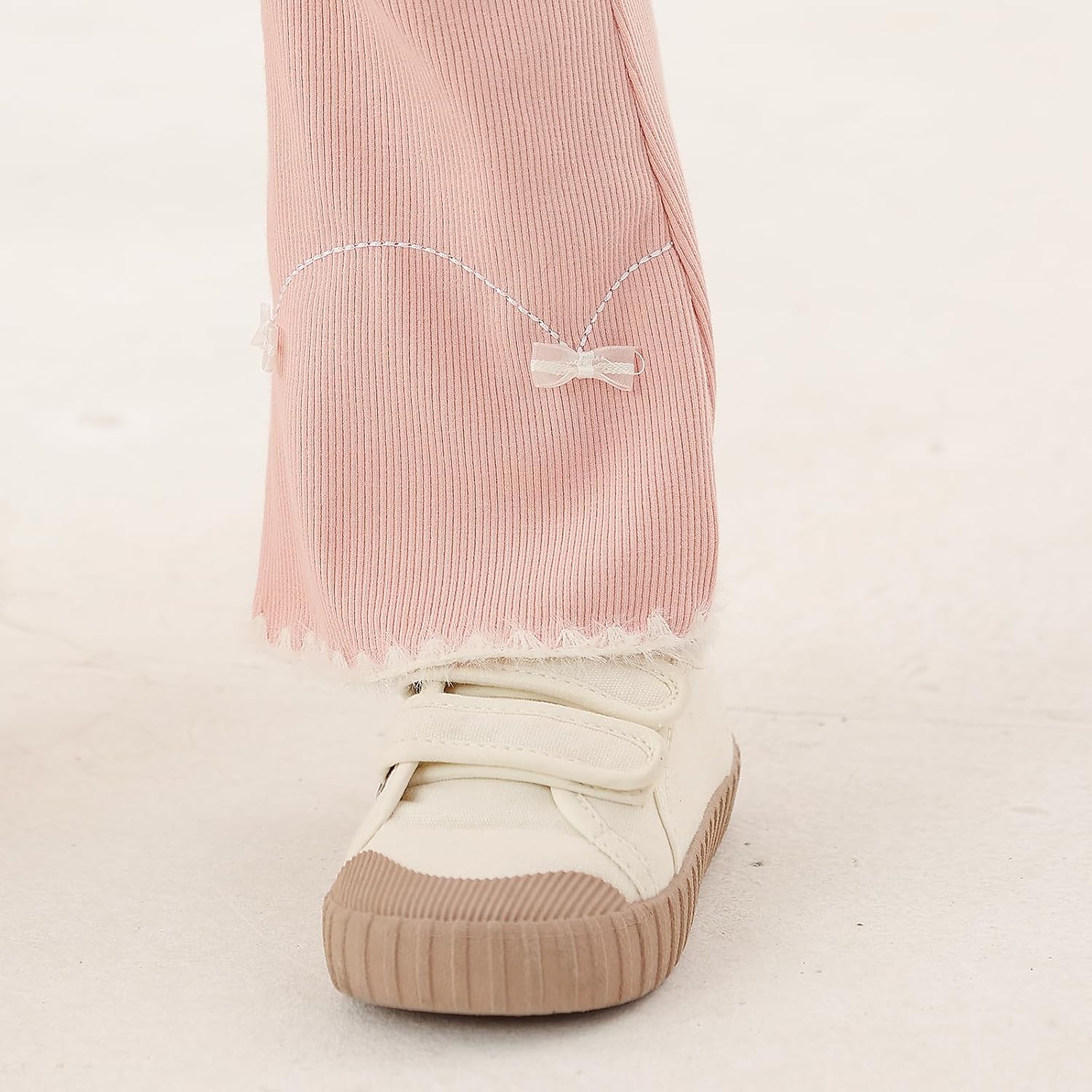 Bafeicao Girls Flare Leggings Kids Yoga Pants Girls Bell Bottoms Extra Wide Waistband Leggings with Bow Embroidery 3 Pack - Image 4