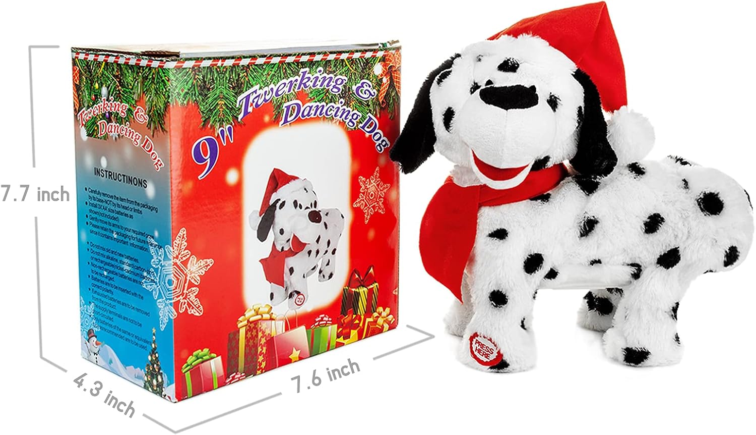 Gfilay Twerking Dog Toy, Singing and Dancing Plush Puppy, Animated Christmas Plush Toy, Funny Interactive Santa Dog Figure - Image 3