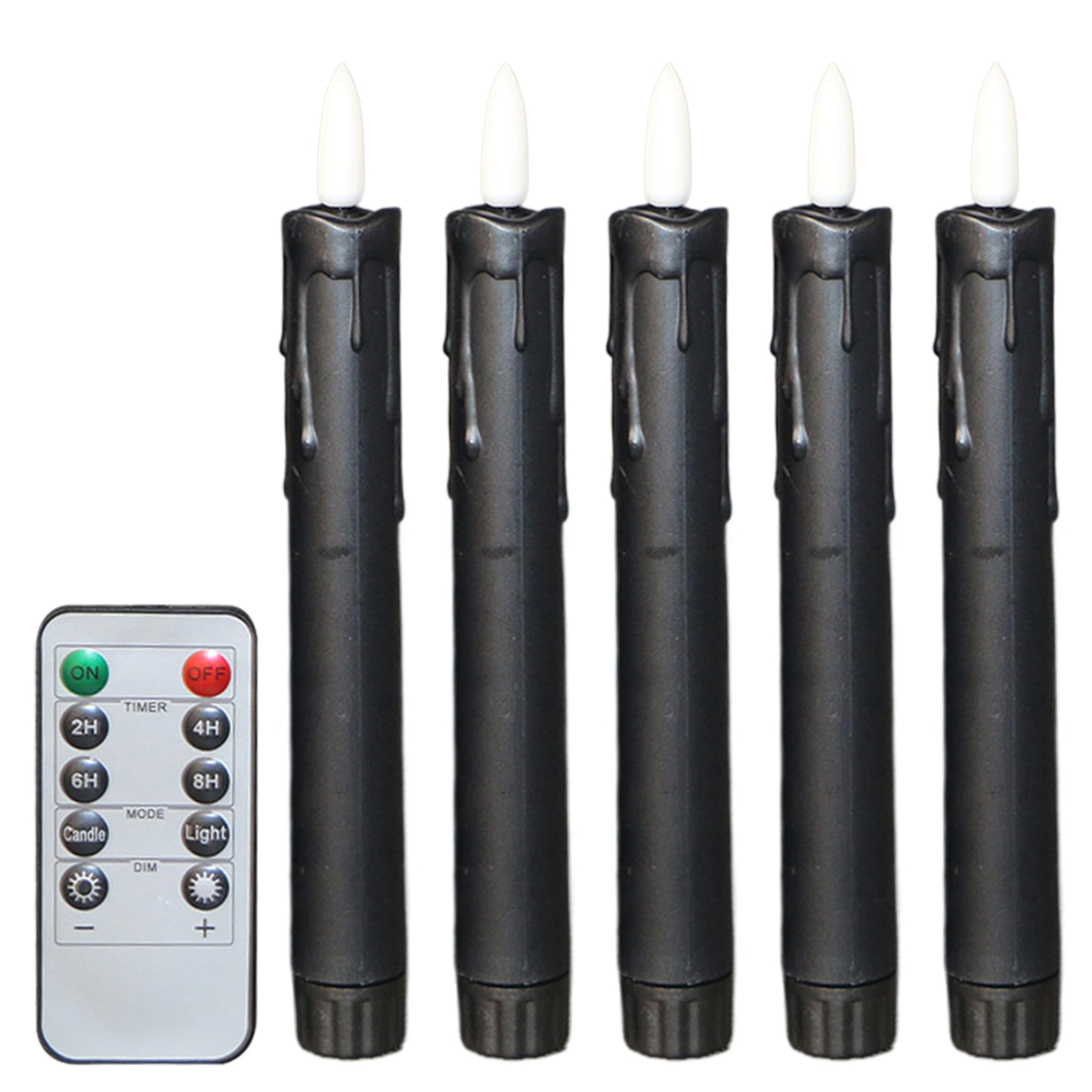 Bougies LED d'halloween réalistes noires pour chandeliers coniques