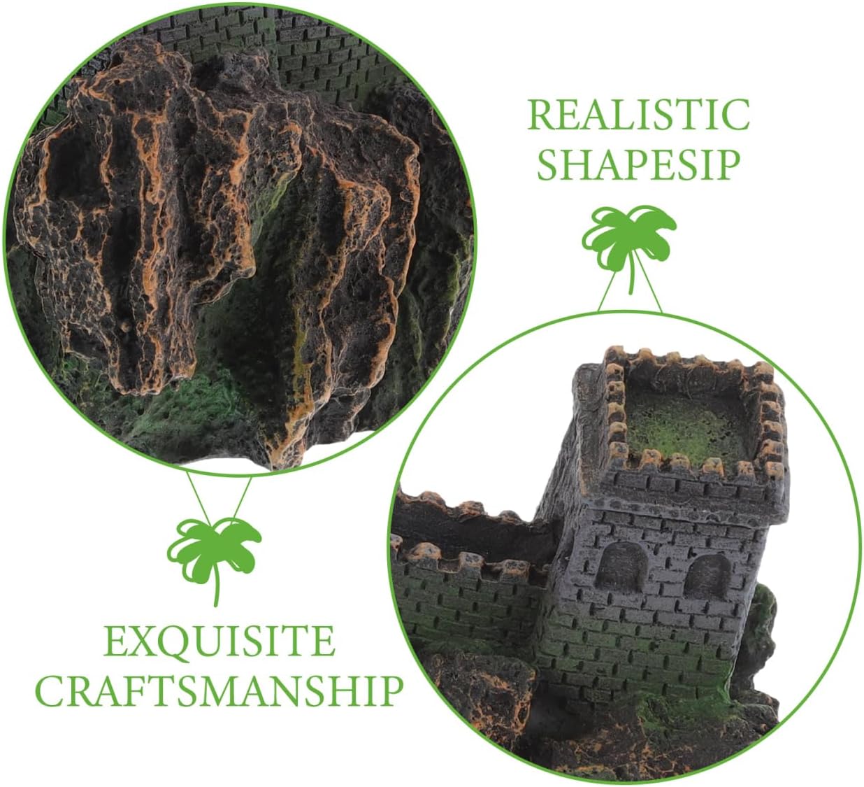 BESTonZON Great Wall of China Model Aquarium Decor 8.85 Inch Miniature Chinese Bridge Sculpture for Fish Tank Landscape Ornaments Home Office Shelf Decoration