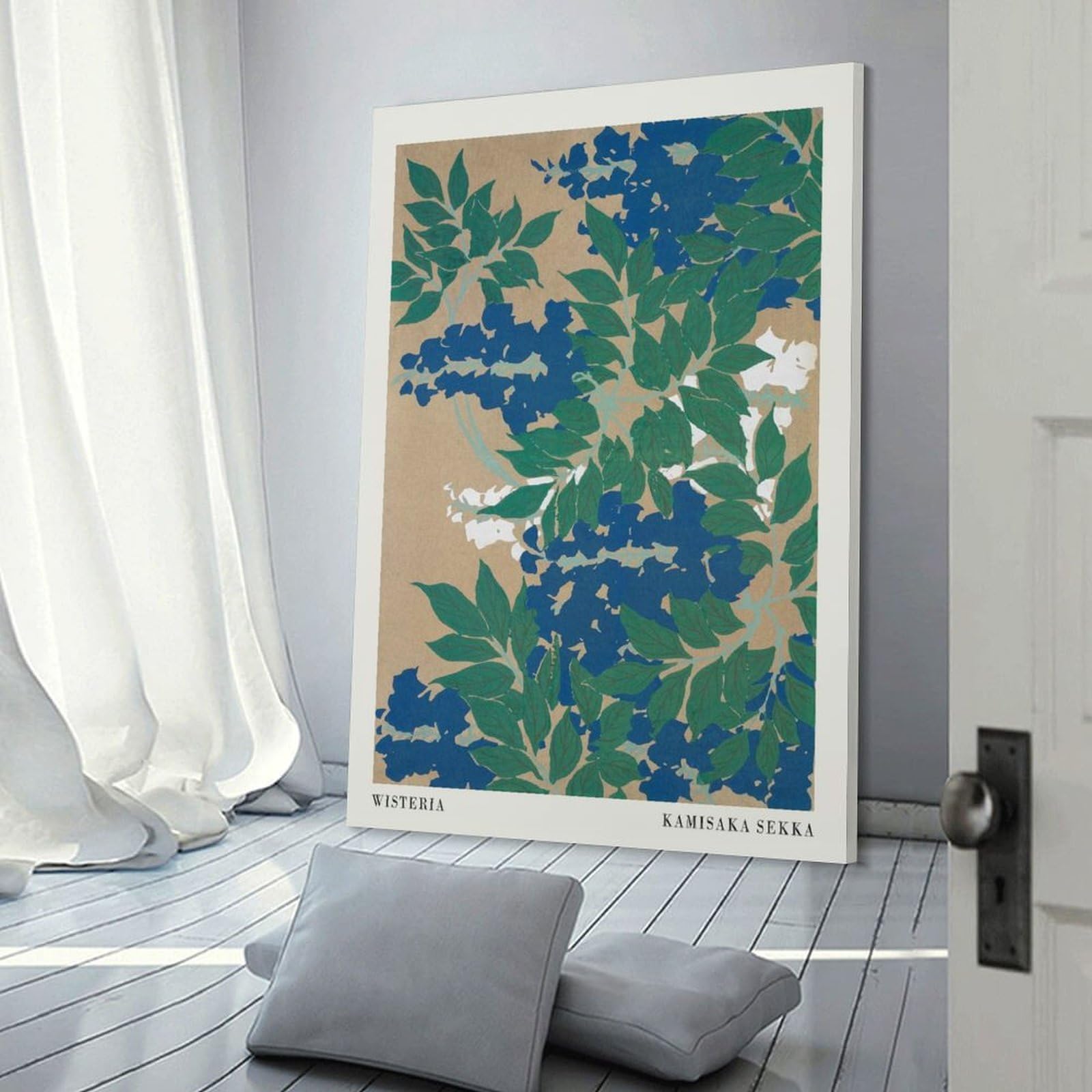 Junmoney Wisteria by Kamisaka Sekka Wall Decor Canvas Print, 12x18inch(30x45cm), for Living Room, Bedroom Or Home Office, Home Decor Gift with Stylish Appeal