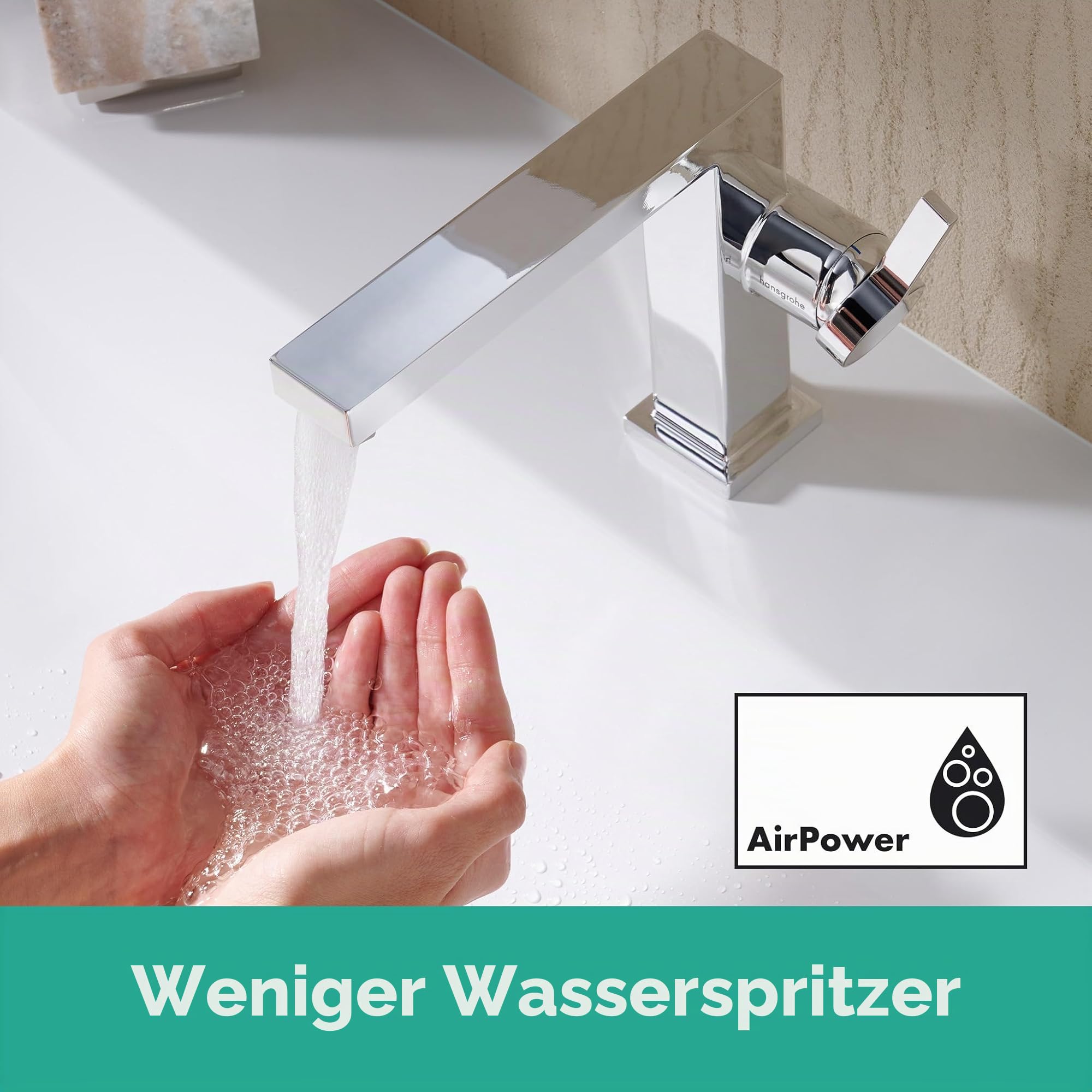 hansgrohe Tecturis E - Waschtischarmatur ohne Ablauf, energiesparend (CoolStart), Wasserhahn Bad mit Auslauf Höhe 133 mm, Mischbatterie Waschbecken wassersparend (EcoSmart+), Chrom, 73021000