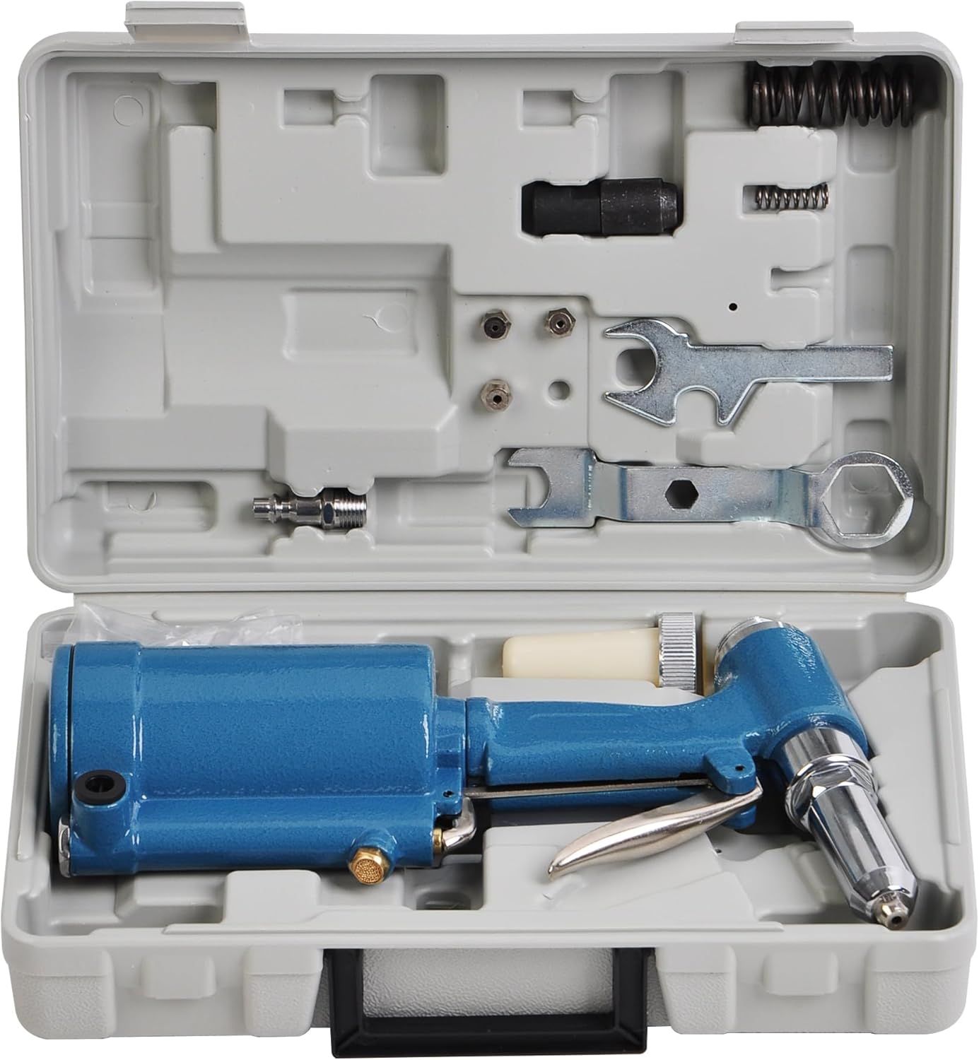 Pneumatic Rivet Gun Heavy Duty Pop Rivet Gun Tool Kit with 3/16" 5/32" 1/8" and 3/32" Nosepieces, Air Hydraulic Rivet Gun for Automobile, Elevator, Furniture, Instrument (4 nozzles)