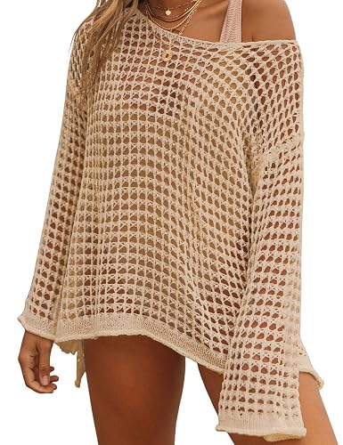 Bsubseach Swimsuit Beach Cover Up for Swimwear Women Beachwear Tunic Dress - E-apricot - One Size