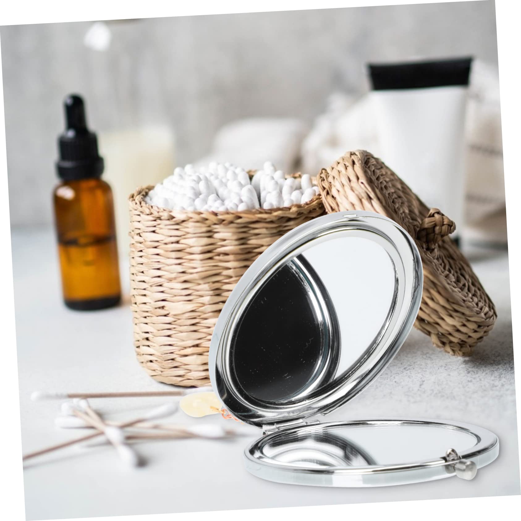 FOMIYES 3stücke Runder Kompaktspiegel Mit Quaste Und Herzdesign Tragbarer Vergrößerungsspiegel Für Makeup Für Reisen Und Unterwegs Perfektes Für Frauen Zu Besonderen Anlässen