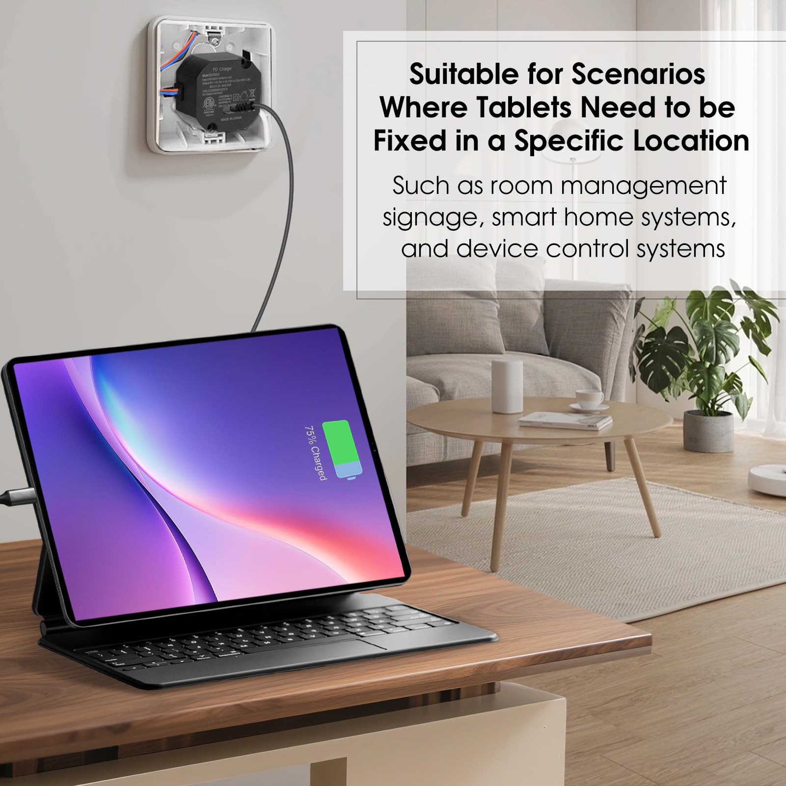 Alimentatore Tablet USB C da Parete 30 W 86 x 86 mm Negoziazione Automatica