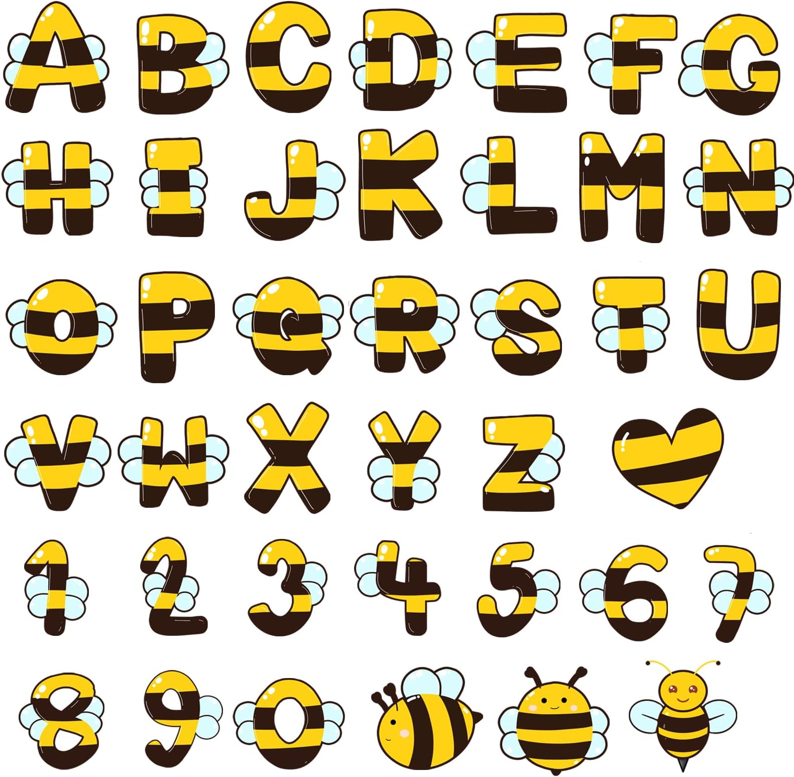 Denylo pro 231 Pcs Bee Bulletin Board Decoration Letters Numbers Alphabet Cutouts Spring Bee Letters Combo Pack Set Honeybee Bulletin Board Letters for Home School Classroom Party Favor