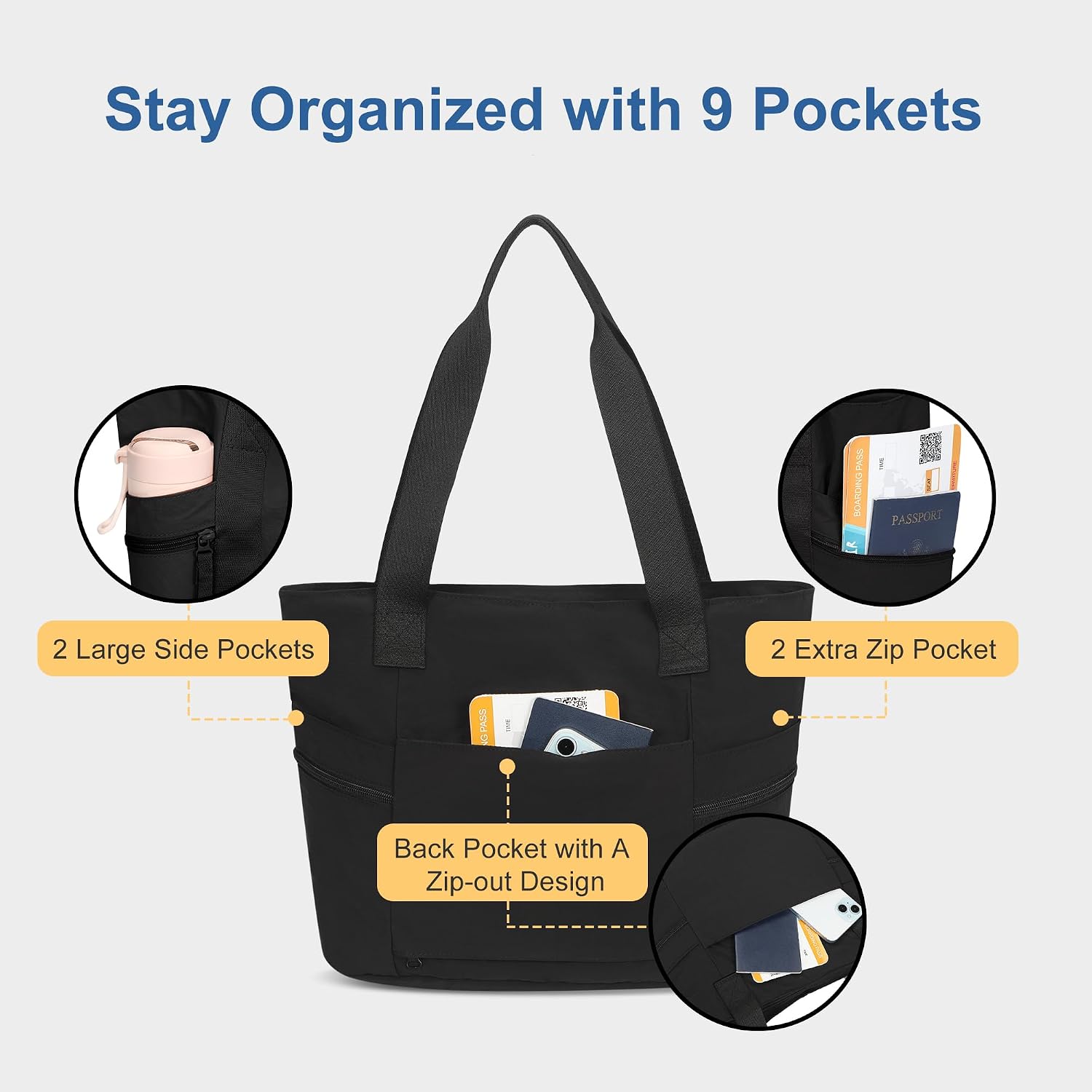 Hynes Eagle Tote Bag for Women Sport Gym Duffel Lightweight Shoulder Bag for Nurse/Dance/Yoga/Work/Travel