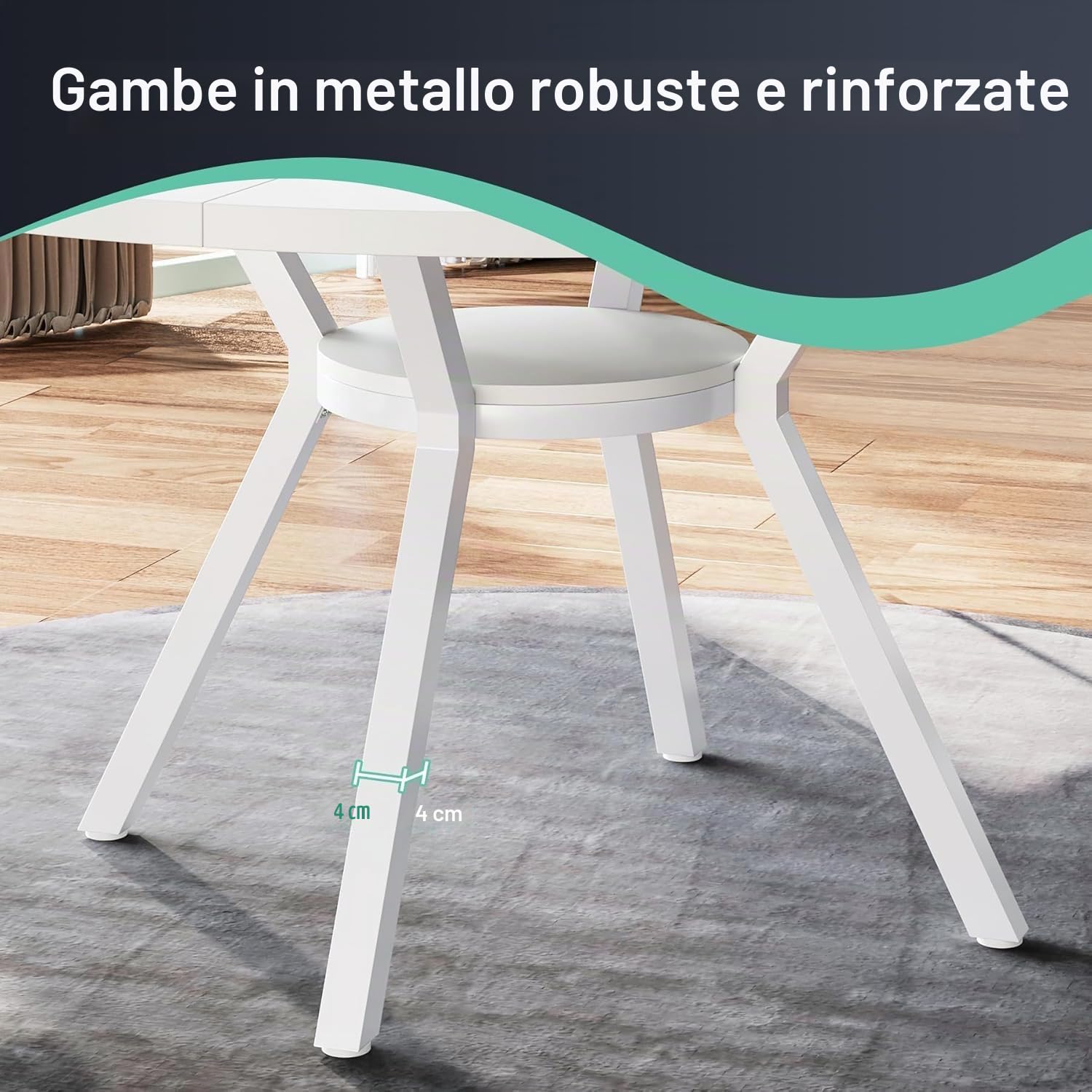 Lailang 120cm Tavolo da Pranzo, Tavolo Rotondo, Tavolo Moderno, Tavolo In Legno, Tavolo Cucina Per 4, Tavolo Soggiorno, 120 x 120 x 75 cm, Bianco